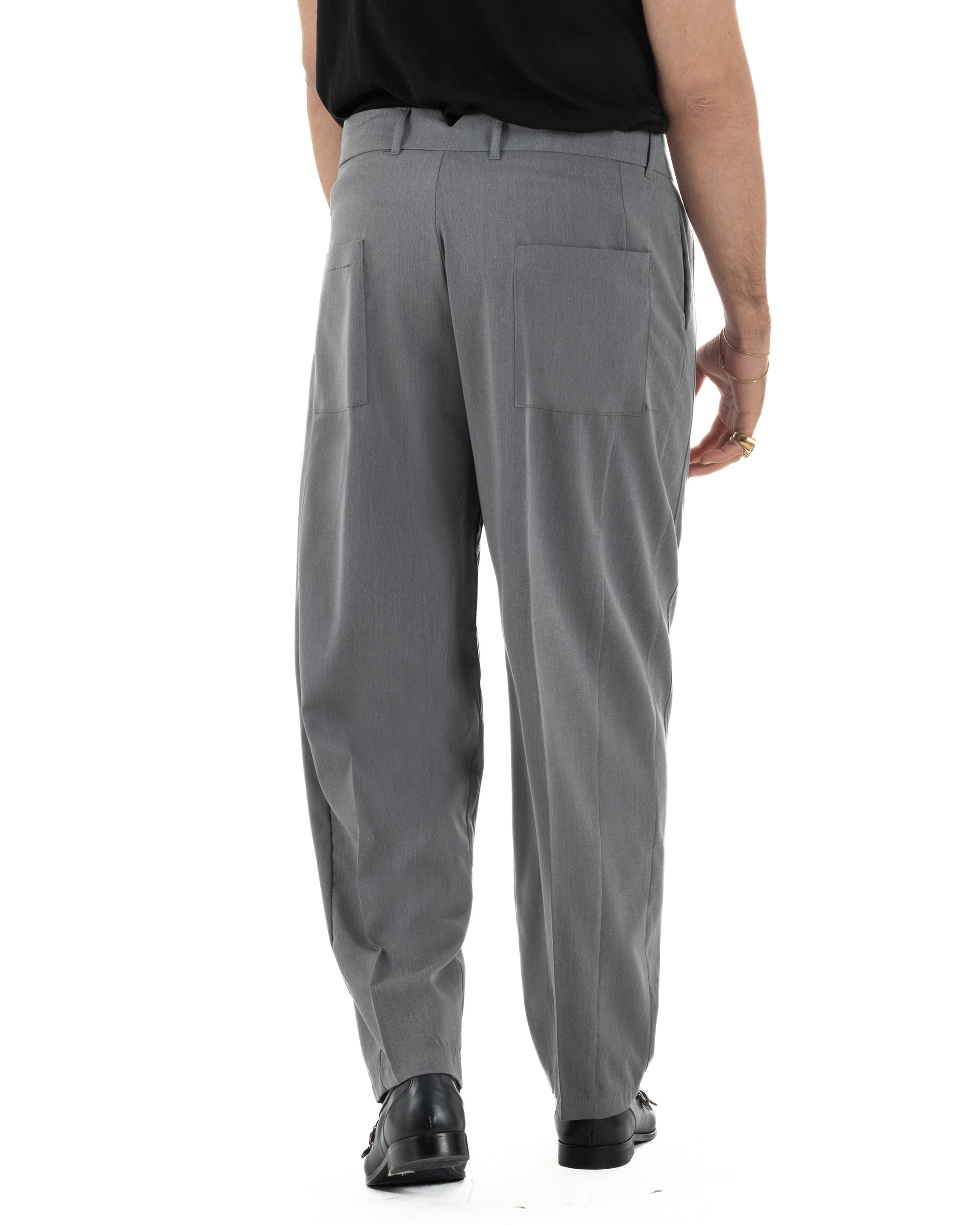 Pantaloni uomo viscosa pinces barrel fit strutturato piombo GIOSAL-P6475A