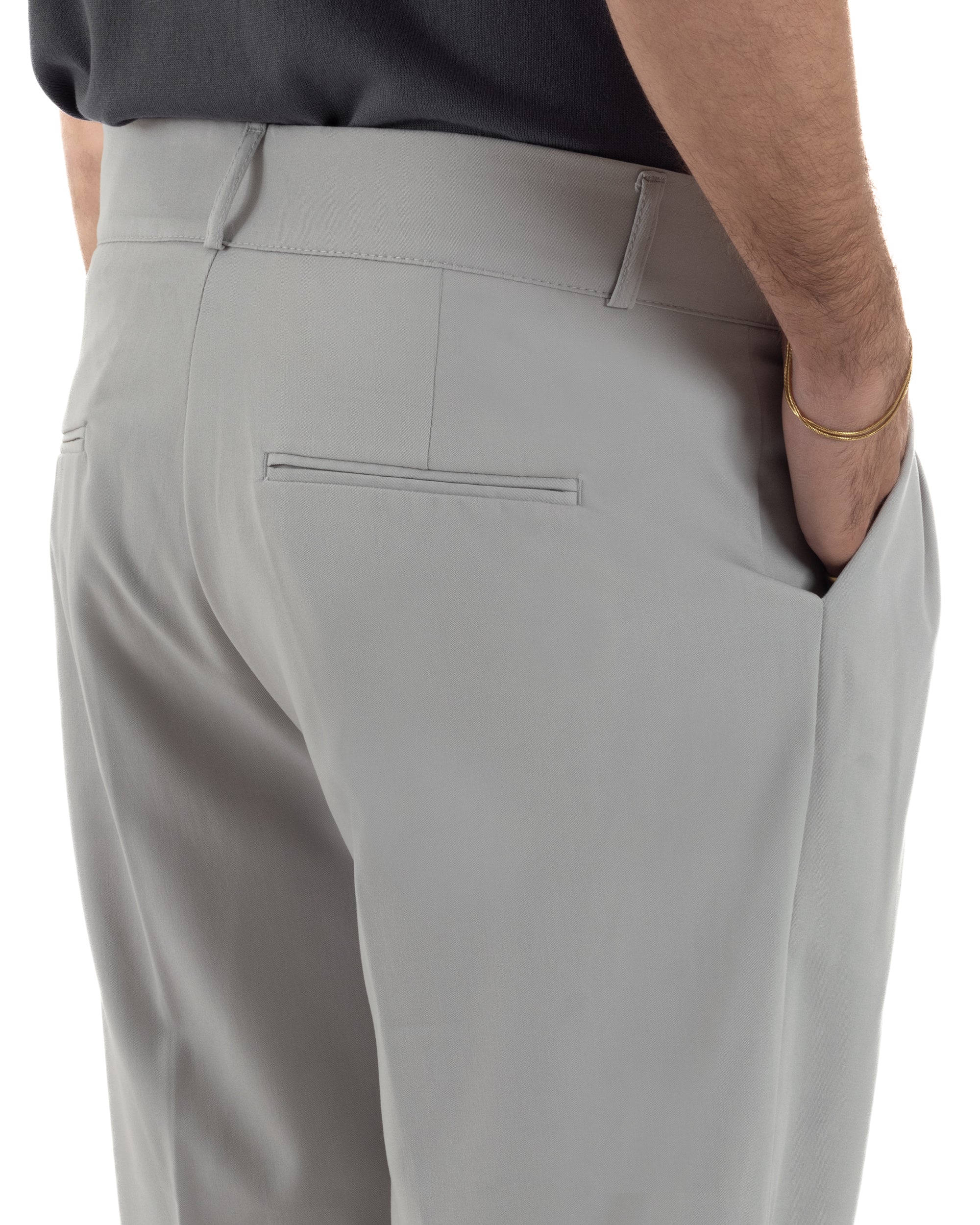 Pantaloni uomo viscosa baggy fondo ampio vita alta pinces grigio GIOSAL-P6482A