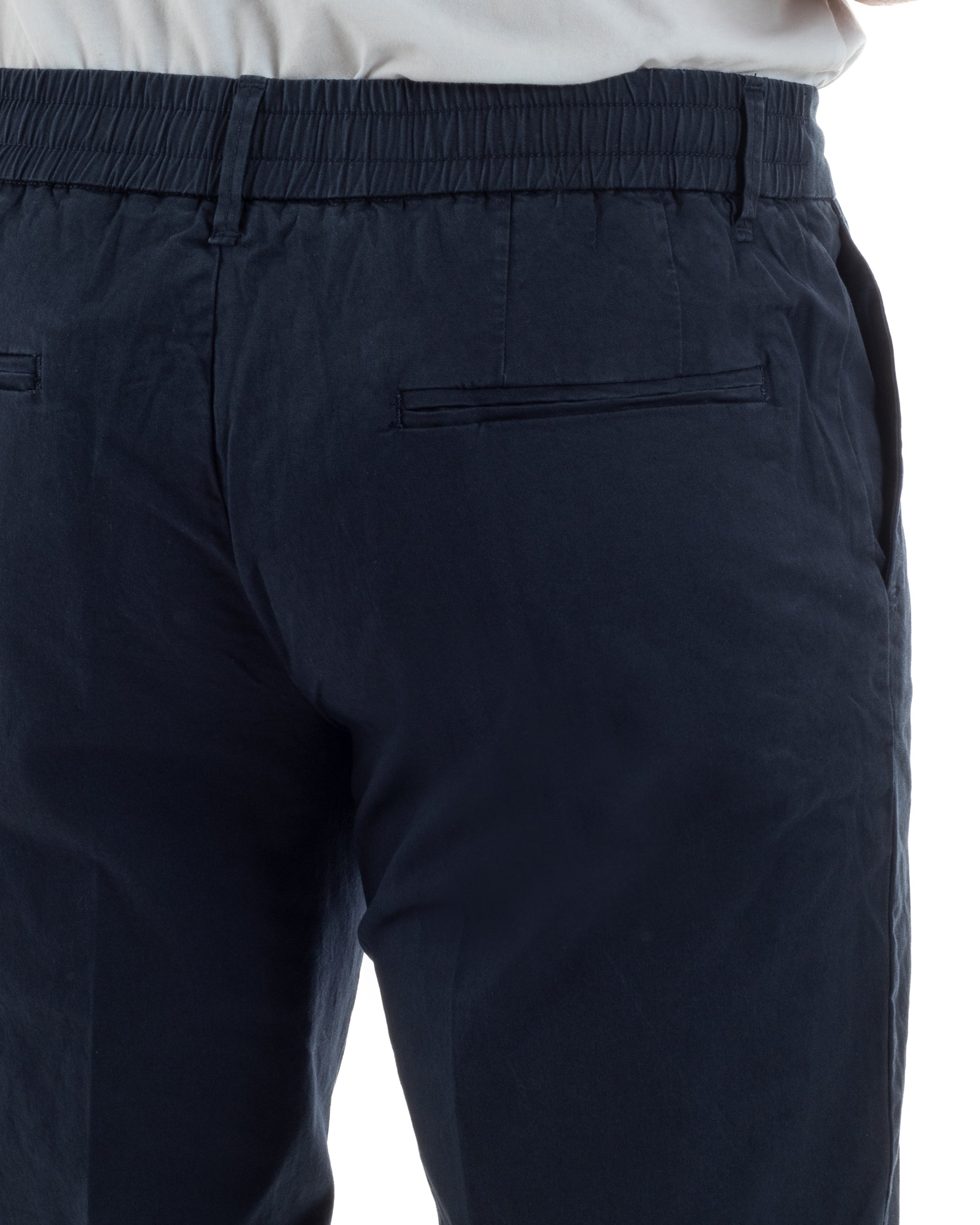 pantaloni uomo blu chino slim fit affusolato cotone leggero gamba dritta