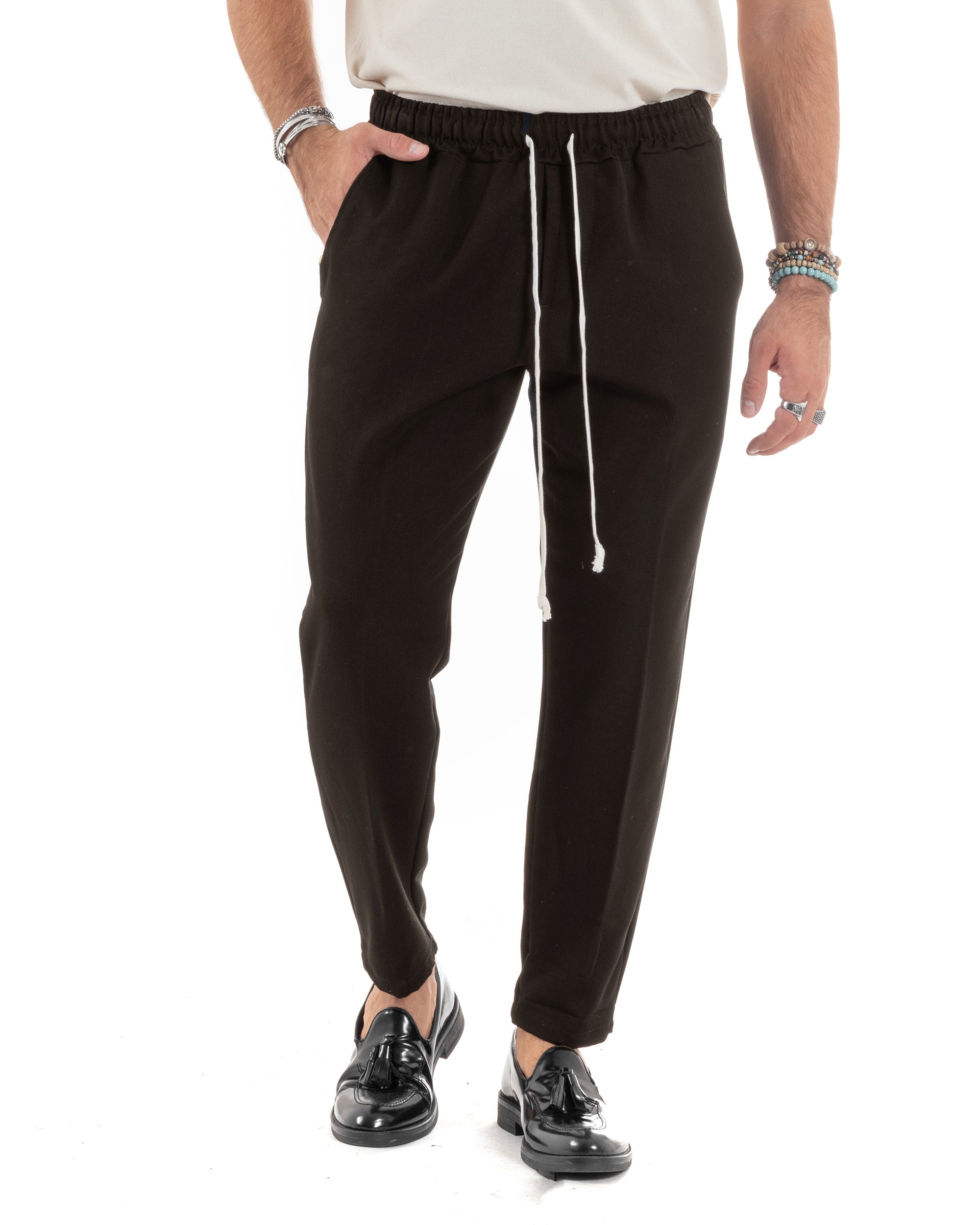 Pantaloni uomo pantalaccio morbido coulisse viscosa invernale marrone P6522A
