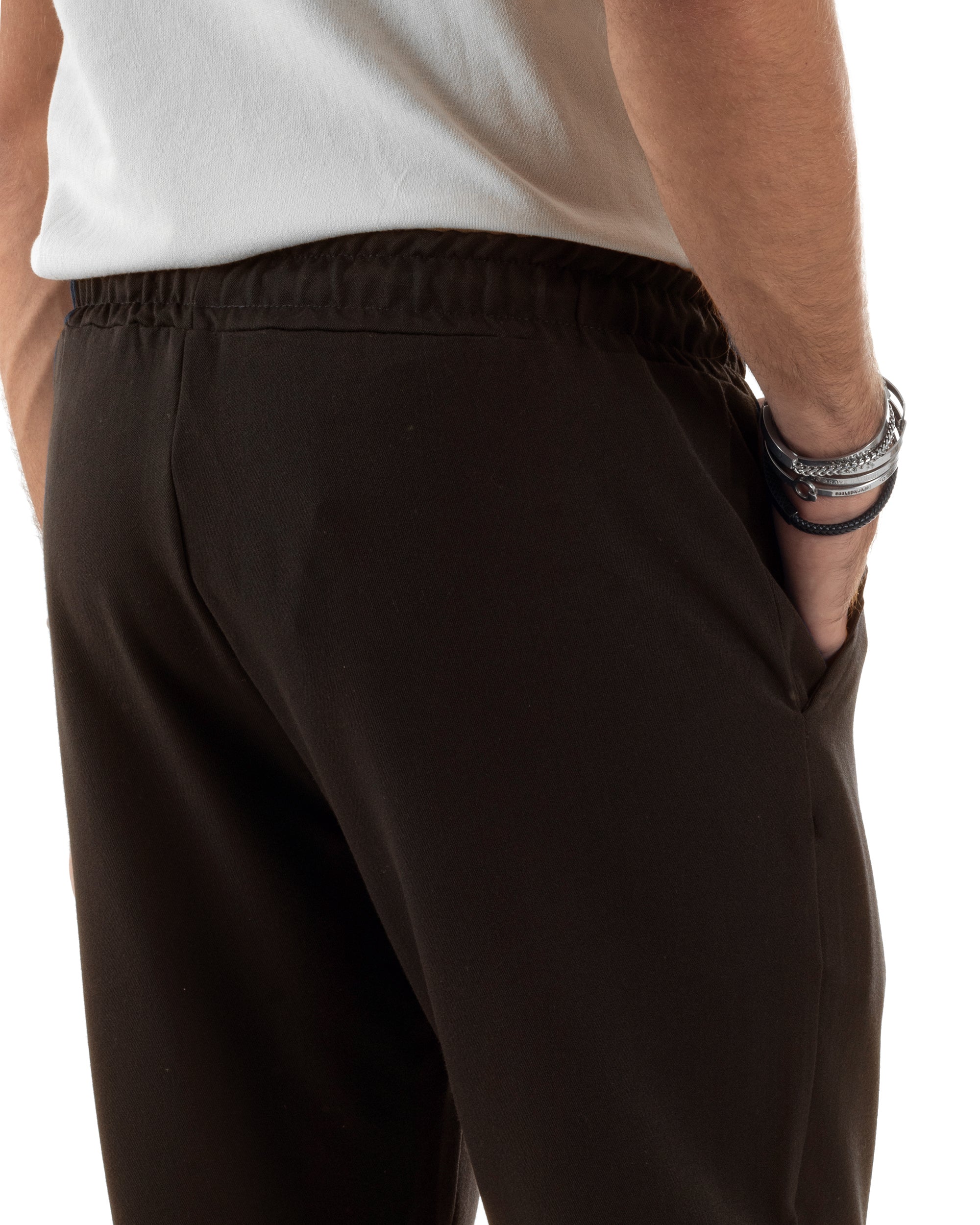 Pantaloni uomo pantalaccio morbido coulisse viscosa invernale marrone P6522A