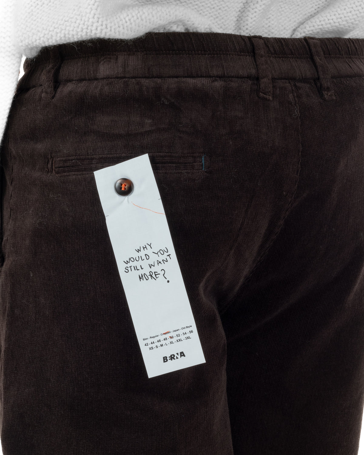 Pantaloni uomo in velluto a coste con coulisse marrone Berna-M 262311-1