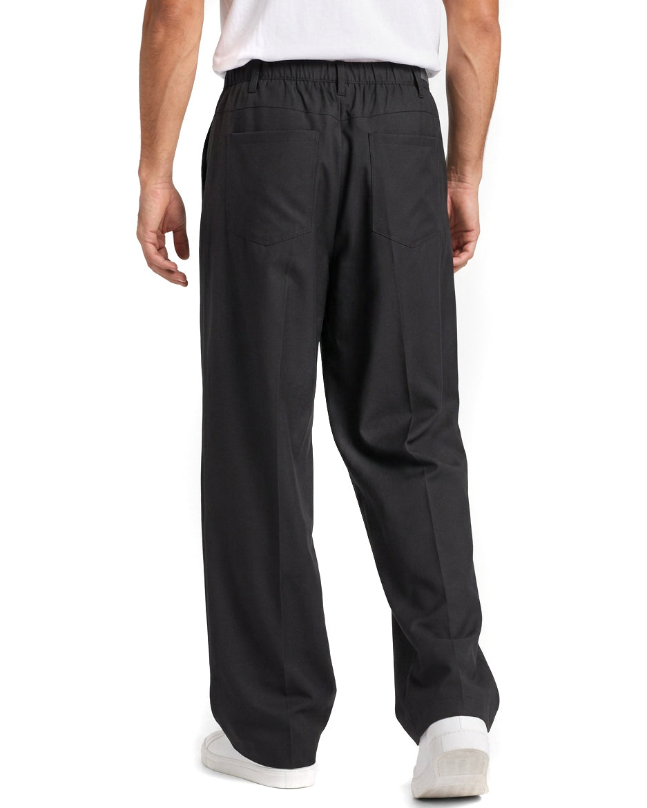 Pantaloni uomo baggy fit wide leg e vita elasticizzata nero GIOSAL-P6530A