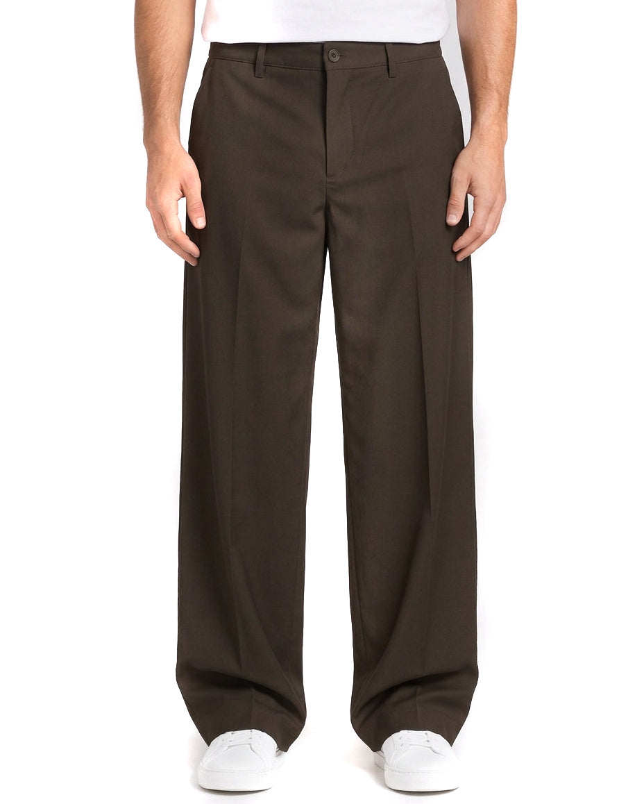 Pantaloni uomo baggy fit wide leg e vita elasticizzata marrone GIOSAL-P6531A