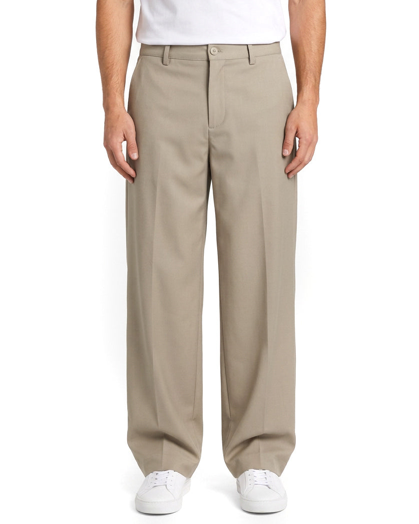 Pantaloni uomo baggy fit wide leg e vita elasticizzata beige GIOSAL-P6532A