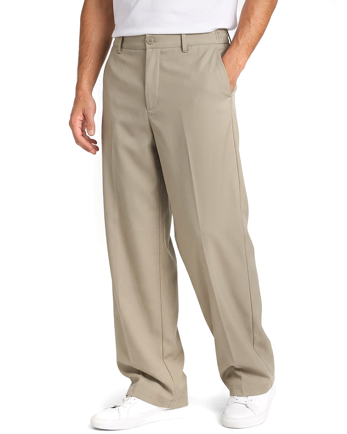 Pantaloni uomo baggy fit wide leg e vita elasticizzata beige GIOSAL-P6532A