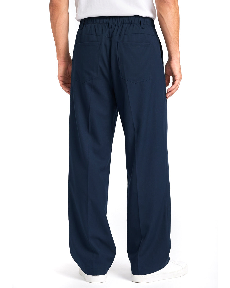 Gamba ampia e caduta morbida dei pantaloni baggy blu GIOSAL