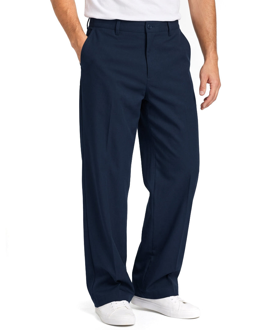 Pantaloni uomo blu GIOSAL wide leg con piega centrale e fondo largo.