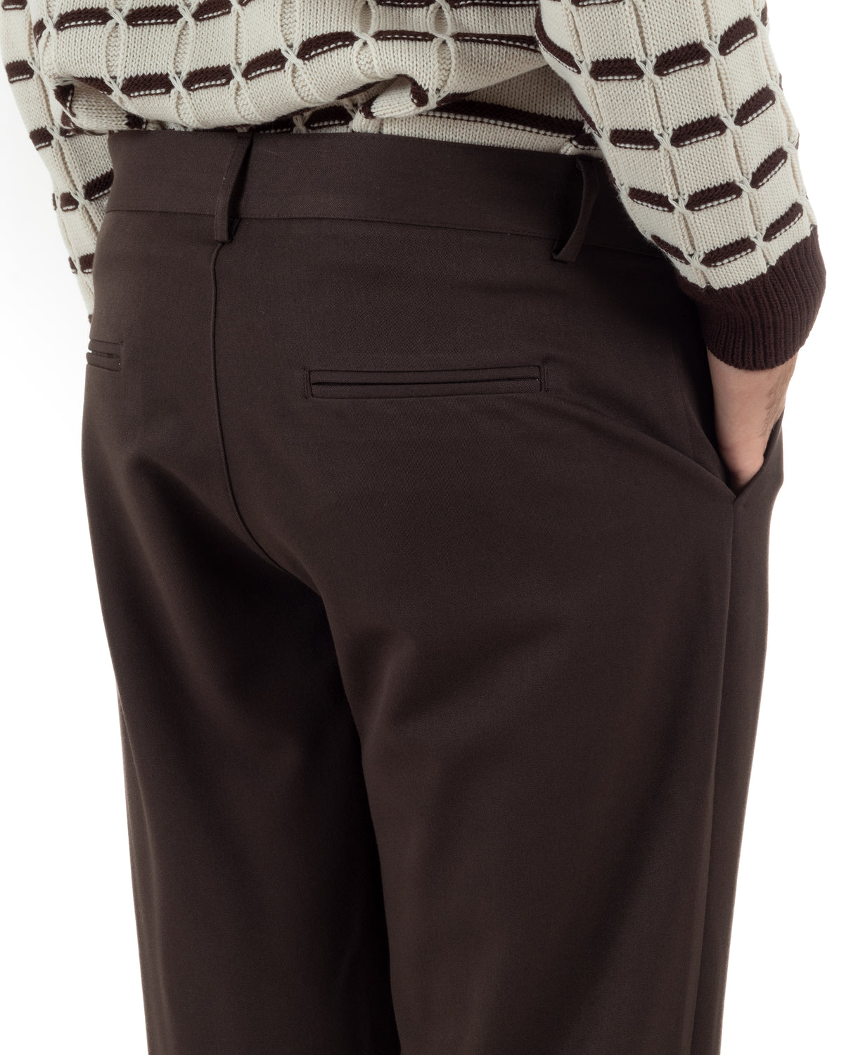 Pantaloni uomo viscosa eleganti affusolata con pinces marrone GIOSAL-P6535A