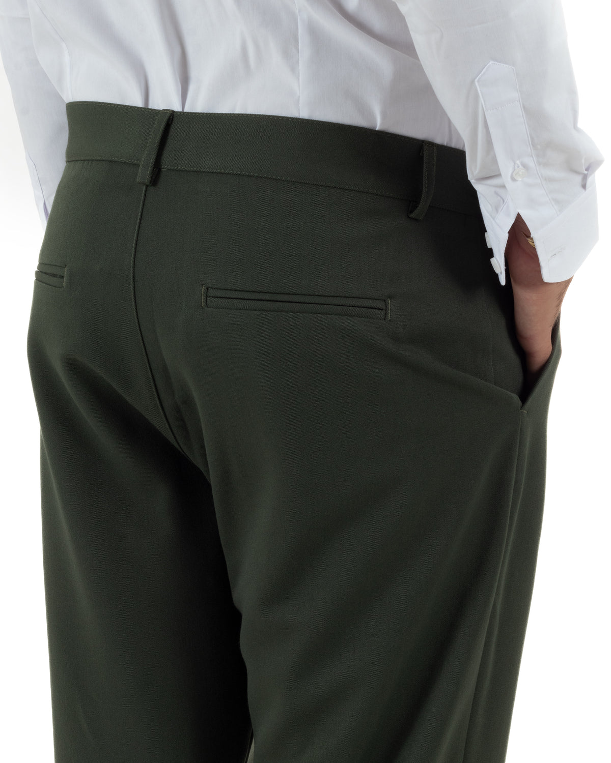 Pantaloni uomo viscosa eleganti affusolata con pinces verde GIOSAL-P6541A