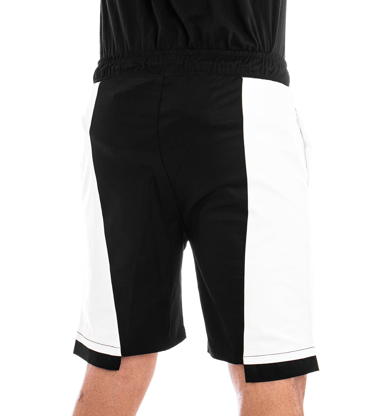 Bermuda Pantaloncino Uomo Corto Elastico Bicolore Nero GIOSAL-PC1280A