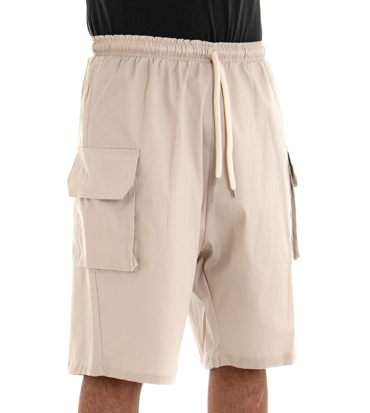 Bermuda Pantaloncino Beige Uomo Corto Cavallo Basso Elastico GIOSAL-PC1347A