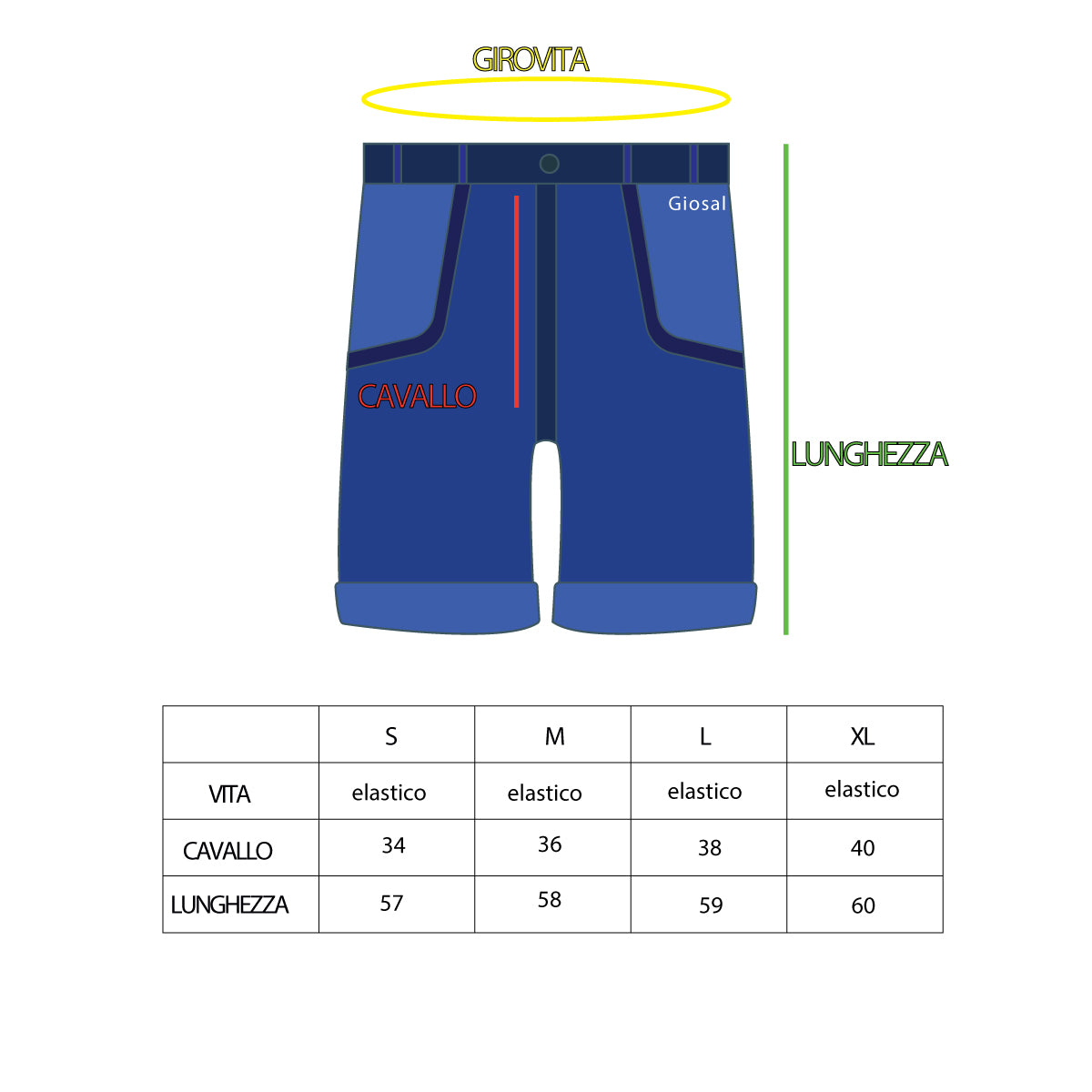 Bermuda Pantaloncino Uomo Corto Tuta Over Tinta Unita Giallo GIOSAL-PC1471A