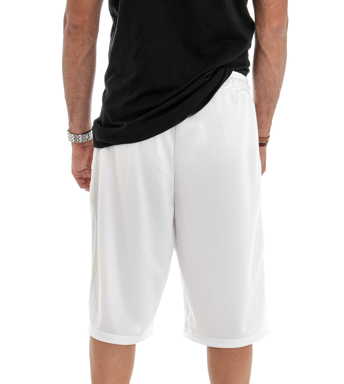 Bermuda Pantaloncino Uomo Corto Tuta Over Tinta Unita Bianco GIOSAL-PC1475A