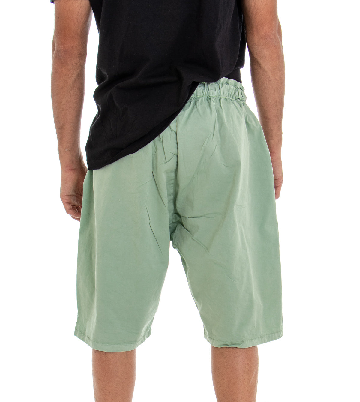 Bermuda Pantaloncino Uomo Shorts Over Tinta Unita Verde Rotture GIOSAL-PC1531A