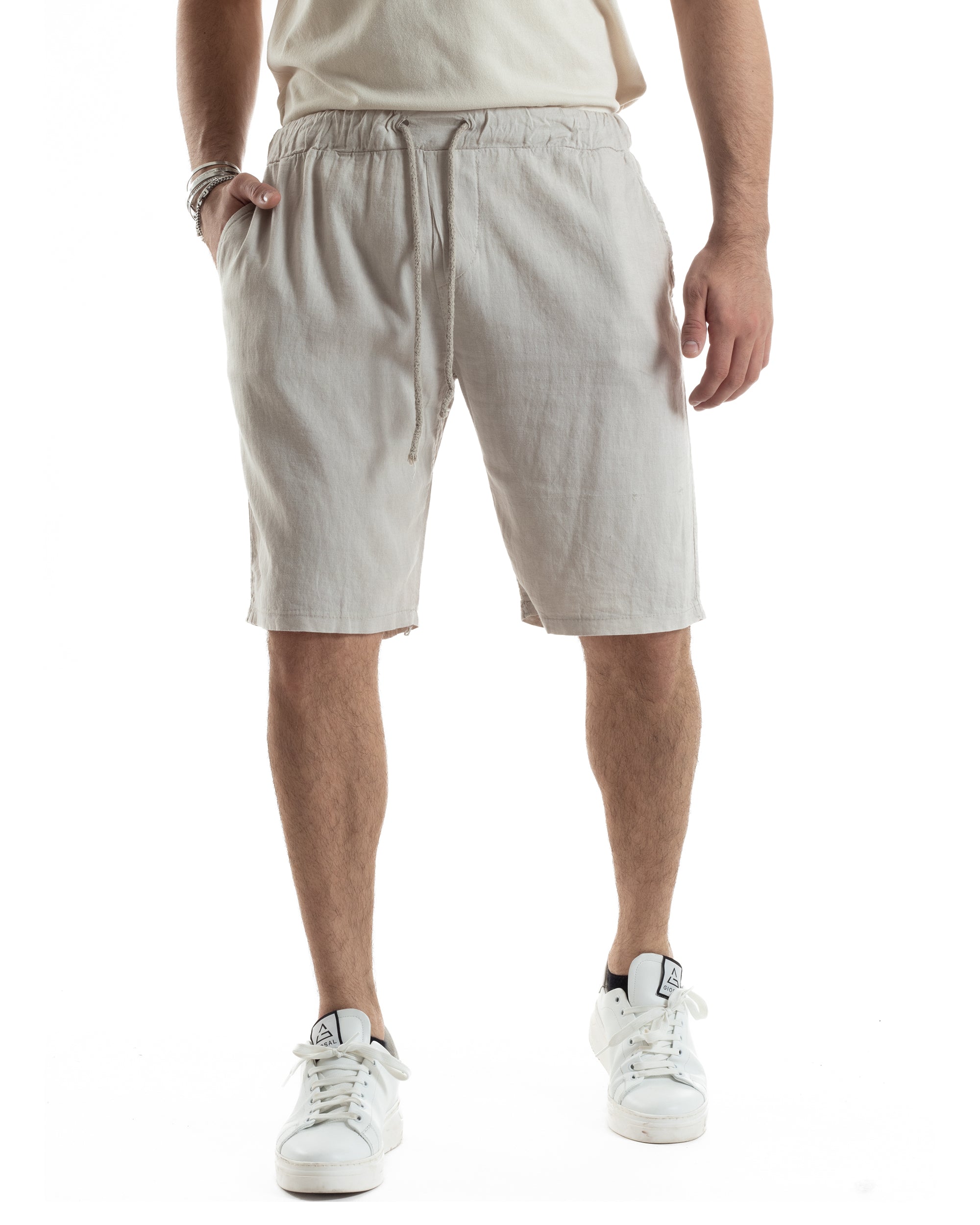 Pantaloncini Cargo Pantaloni Corti Uomo Slim Fit Pantaloni Tasche