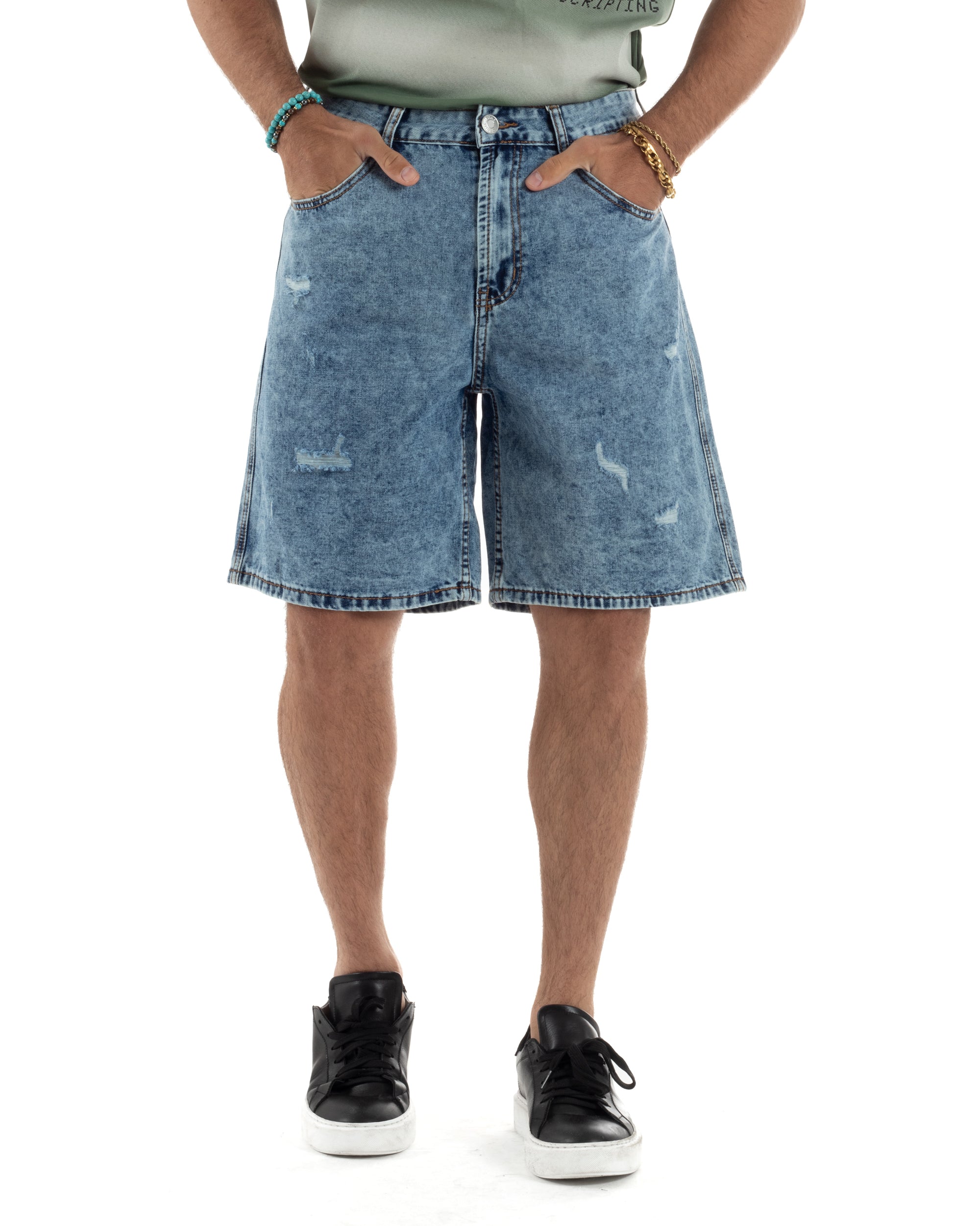 Bermuda Jeans Baggy Fit Rotture PC1997A