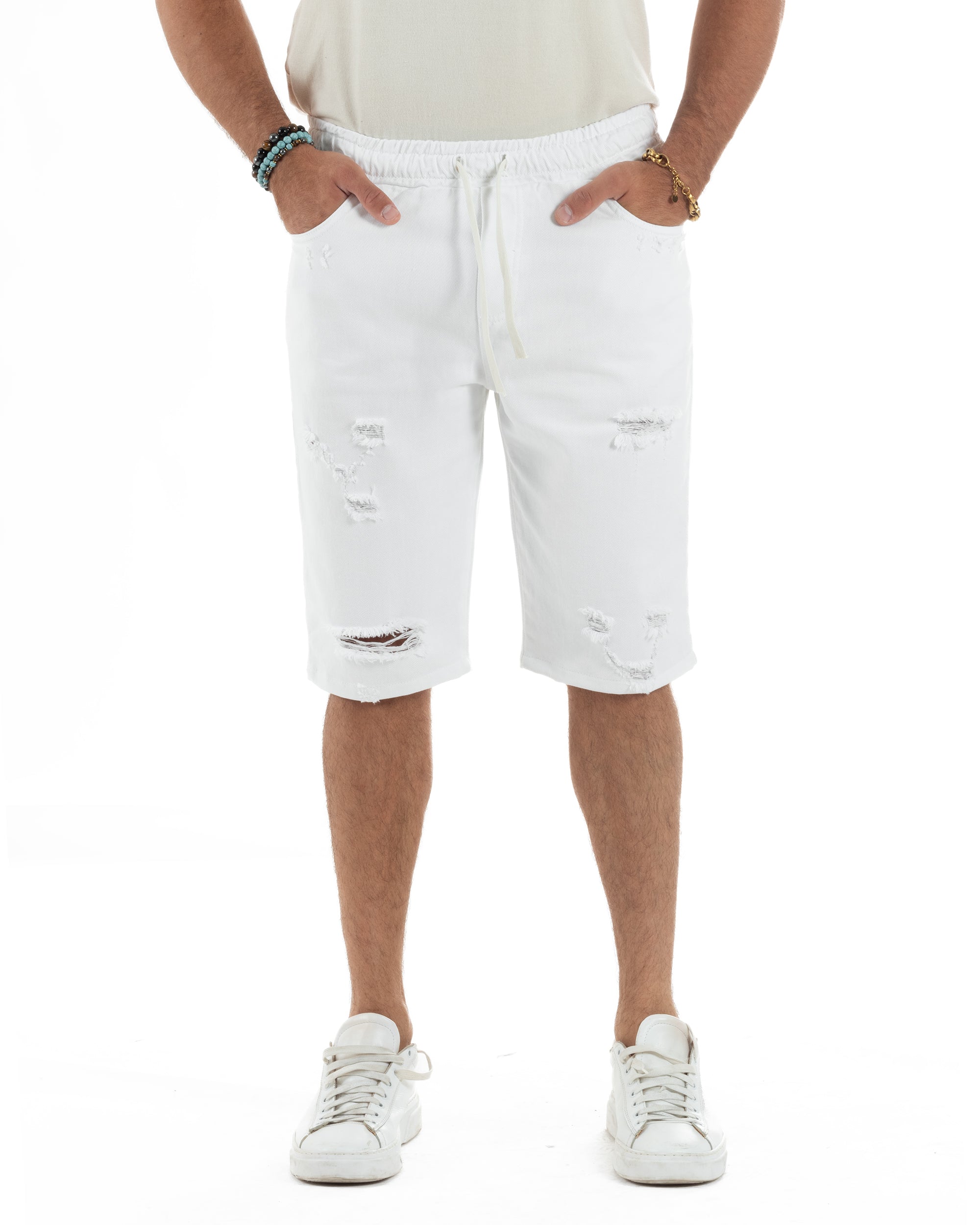 Bermuda Jeans Con Rotture Regular Fit PC2002A