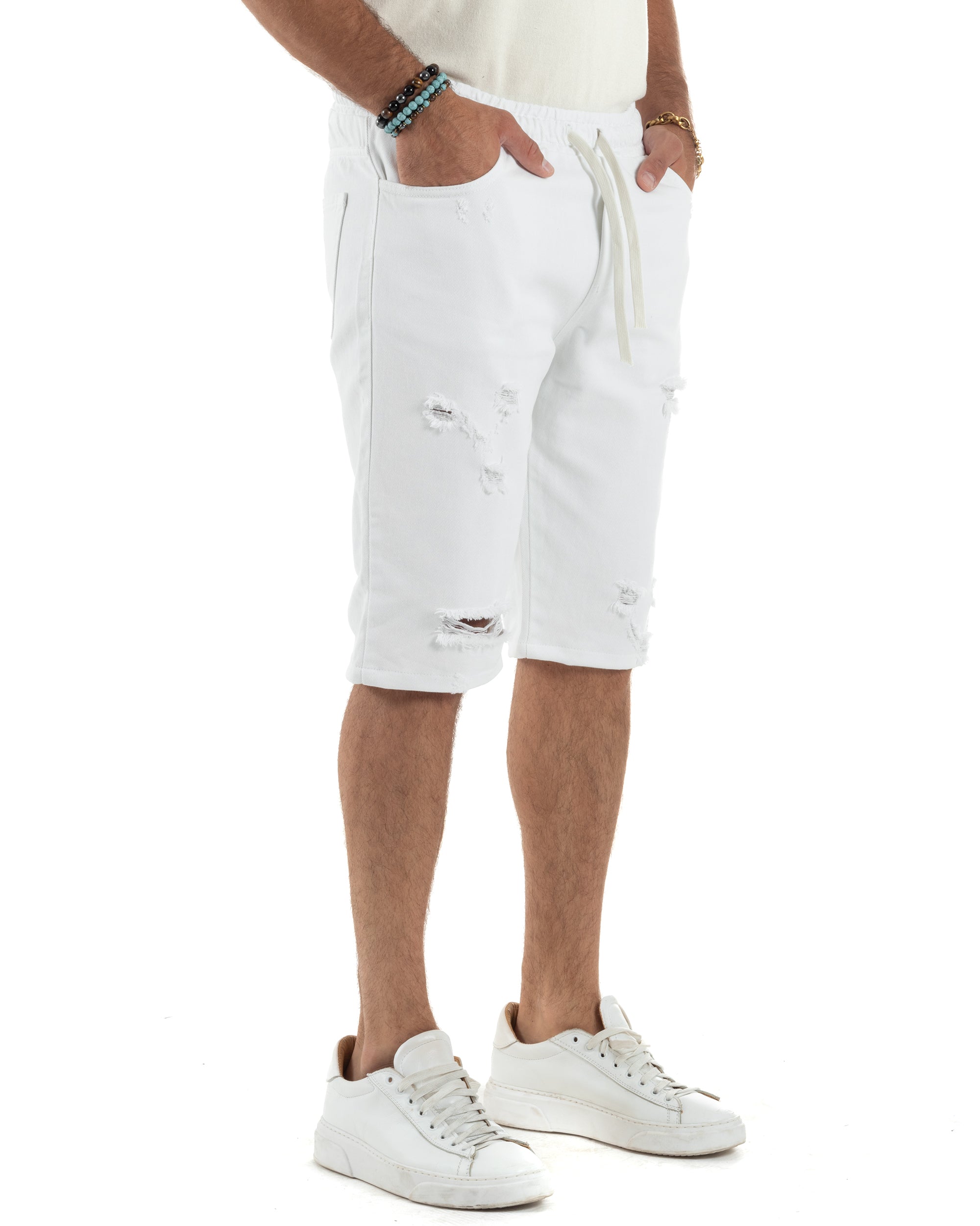 Bermuda Jeans Con Rotture Regular Fit PC2002A