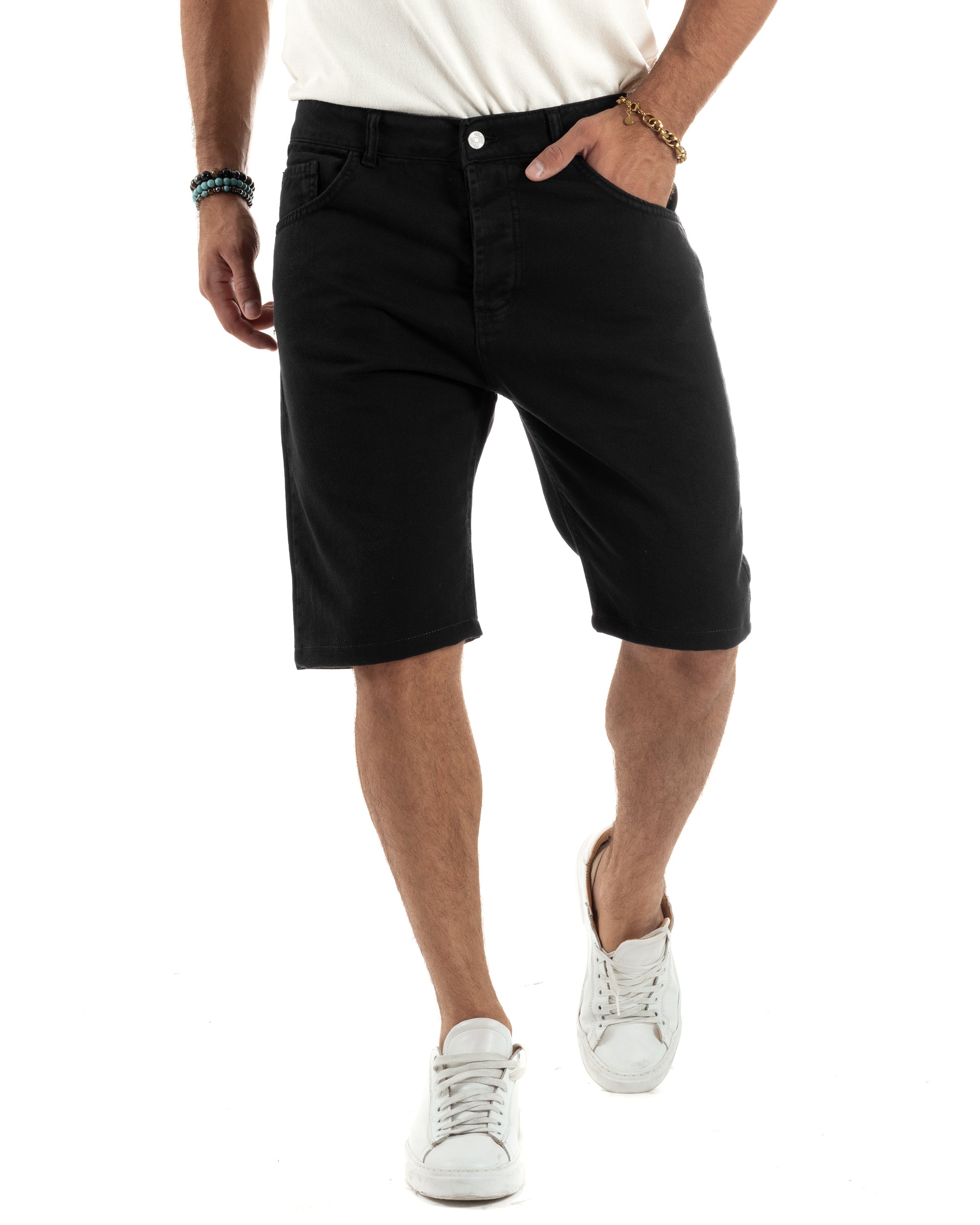 Bermuda-Shorts mit fünf Taschen, einfarbig, normale Passform, PC2005A