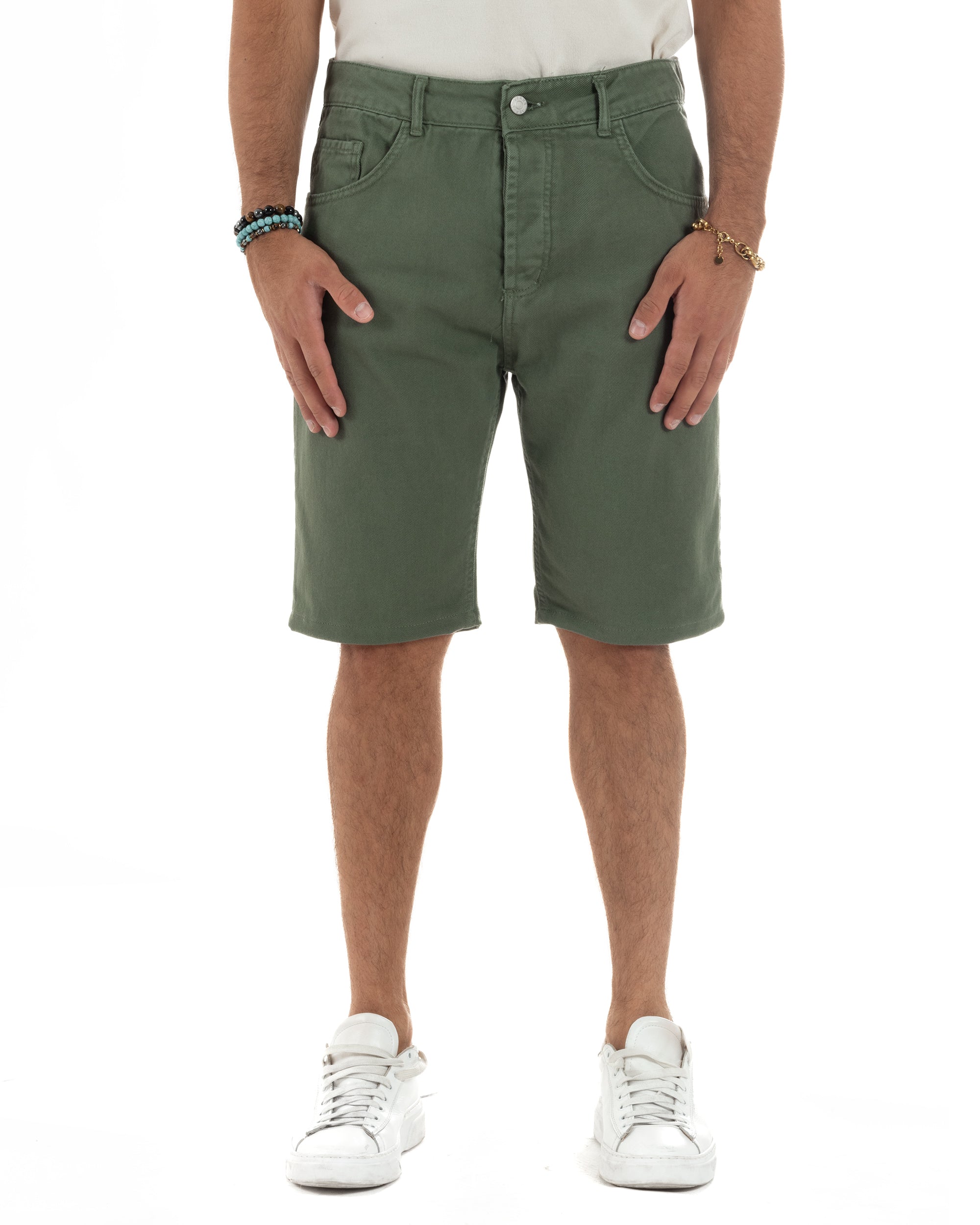 Bermuda-Shorts mit fünf Taschen, einfarbig, normale Passform, PC2007A