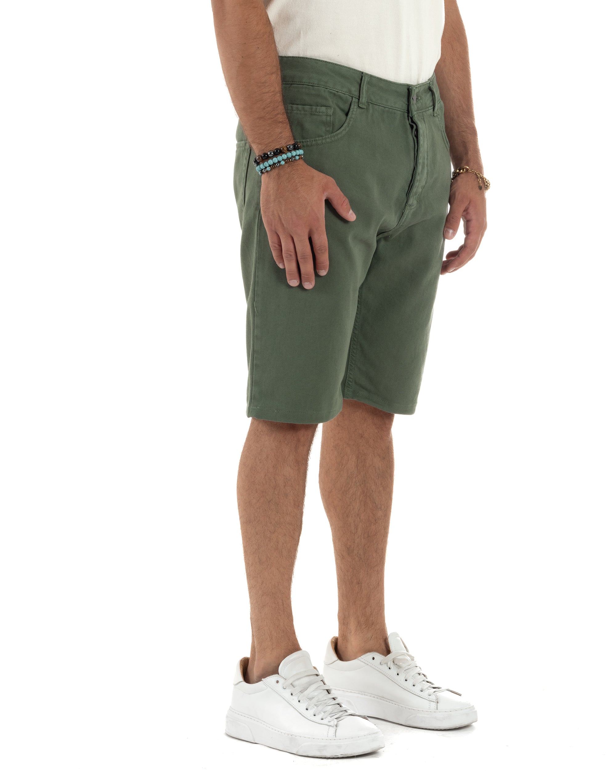 Bermuda-Shorts mit fünf Taschen, einfarbig, normale Passform, PC2007A