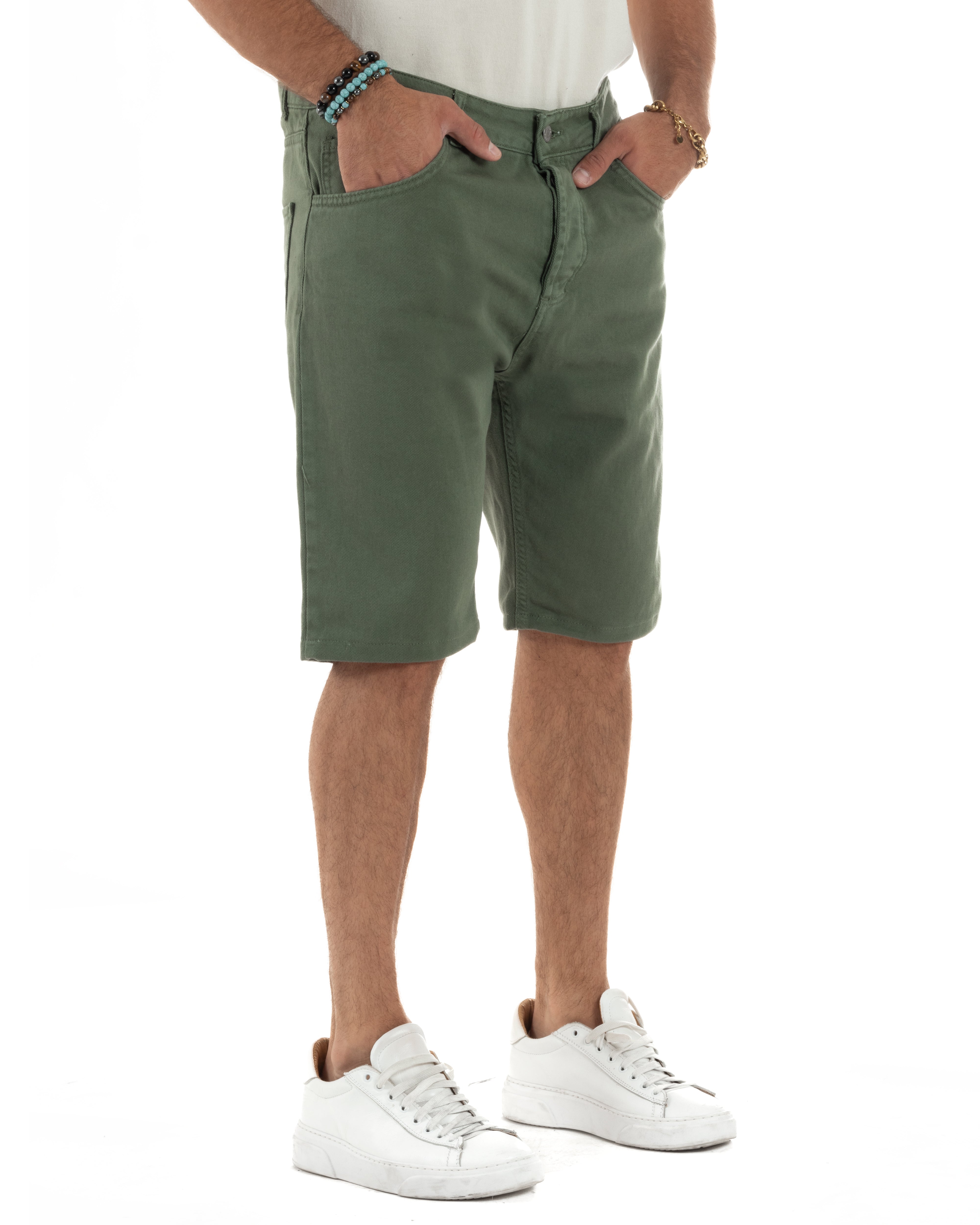 Bermuda-Shorts mit fünf Taschen, einfarbig, normale Passform, PC2007A