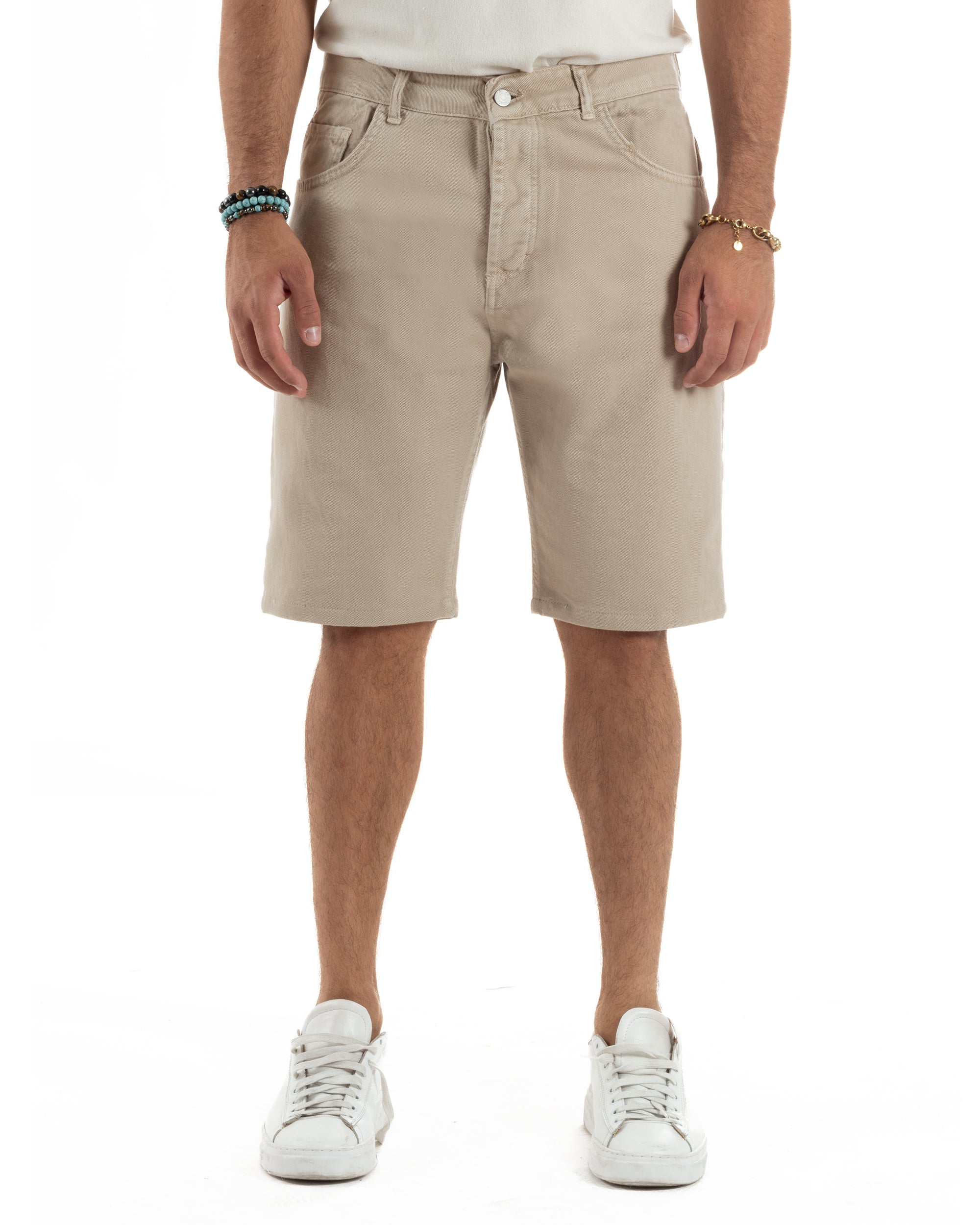 Bermuda-Shorts mit fünf Taschen, einfarbig, normale Passform, PC2008A