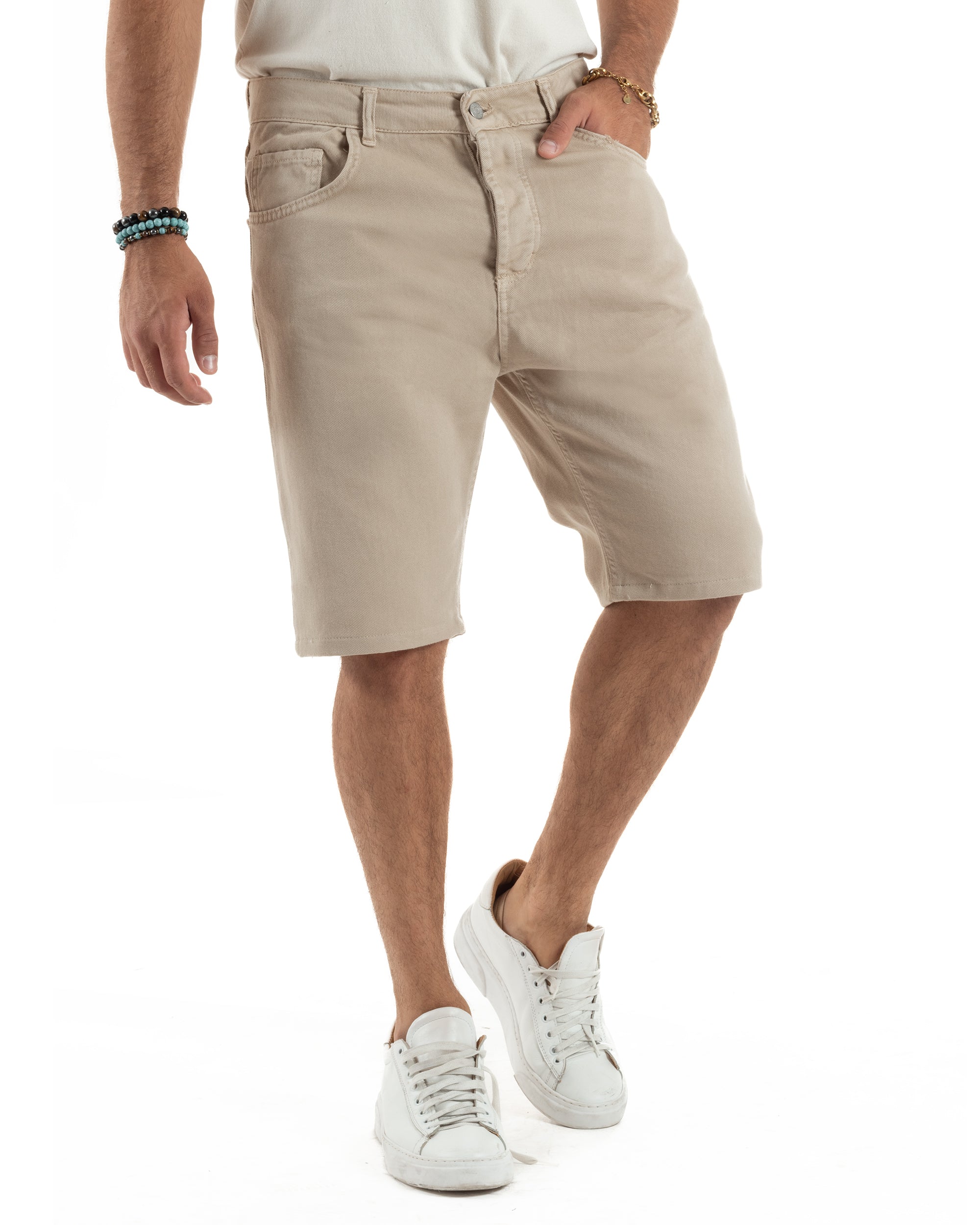 Bermuda-Shorts mit fünf Taschen, einfarbig, normale Passform, PC2008A