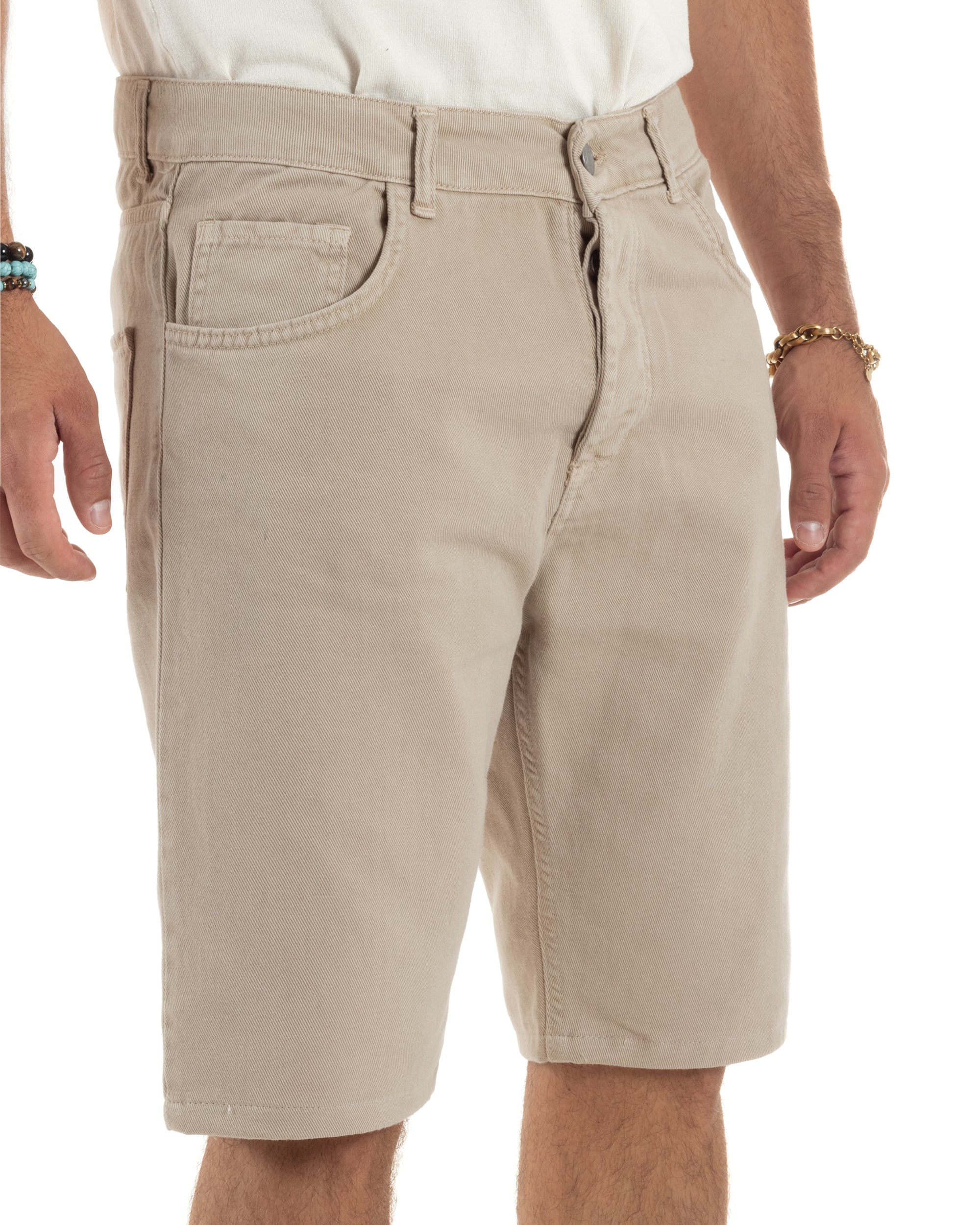 Bermuda-Shorts mit fünf Taschen, einfarbig, normale Passform, PC2008A