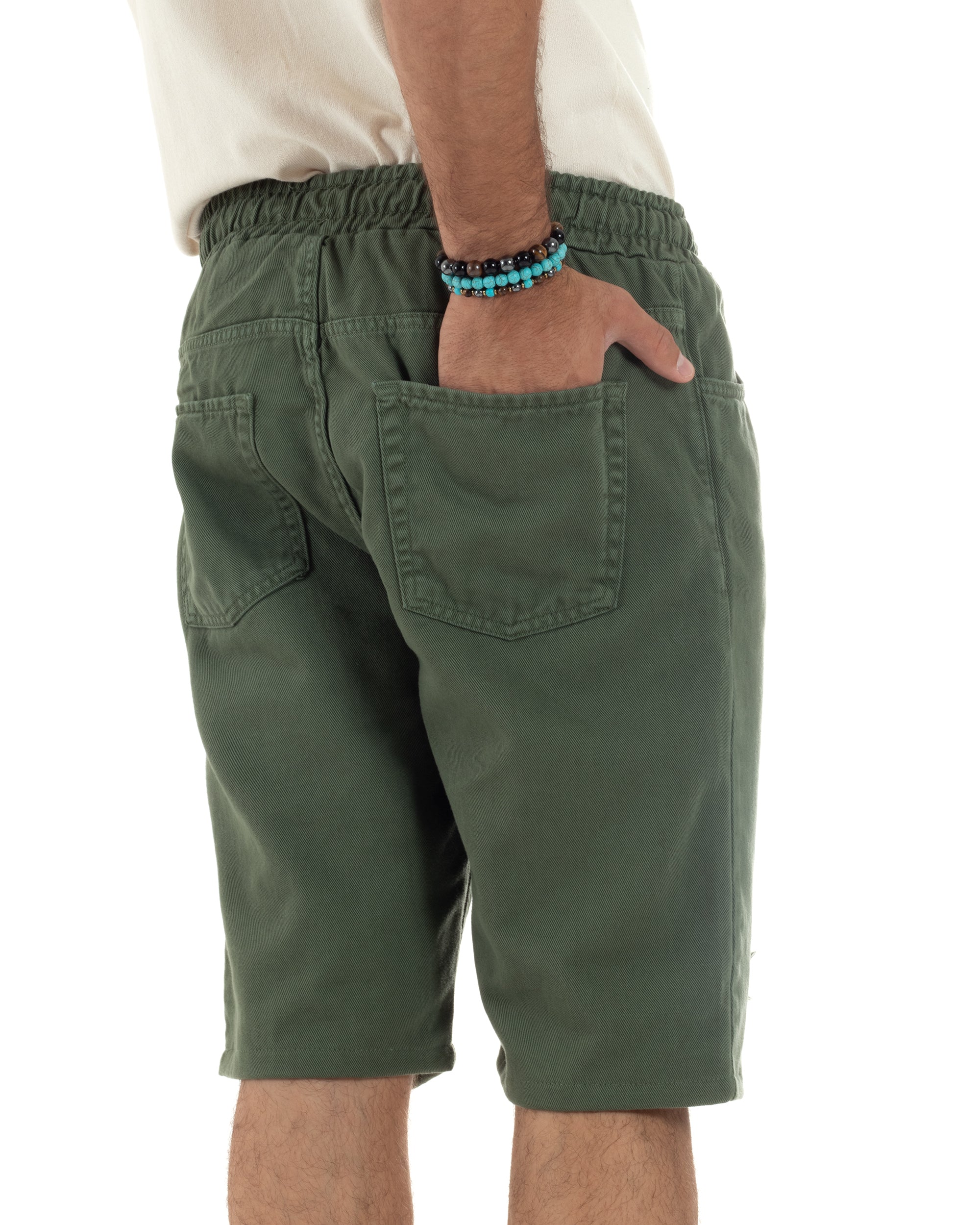 Men's Bermuda Cotton Shorts Basic Jeans Five Pocket Casual Oversize Wide Leg Solid Color Denim White GIOSAL-PC1981A