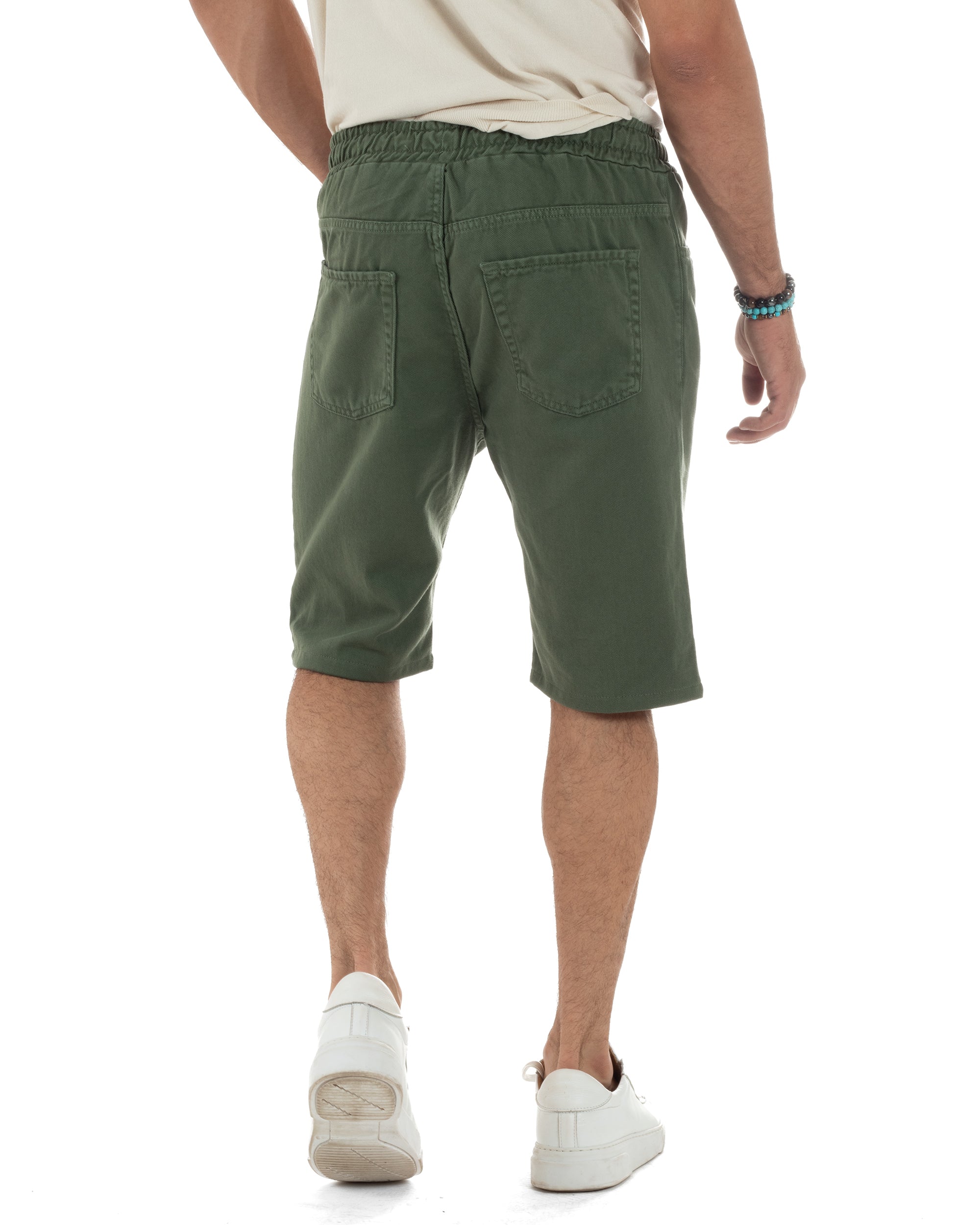 Men's Bermuda Cotton Shorts Basic Jeans Five Pocket Casual Oversize Wide Leg Solid Color Denim White GIOSAL-PC1981A