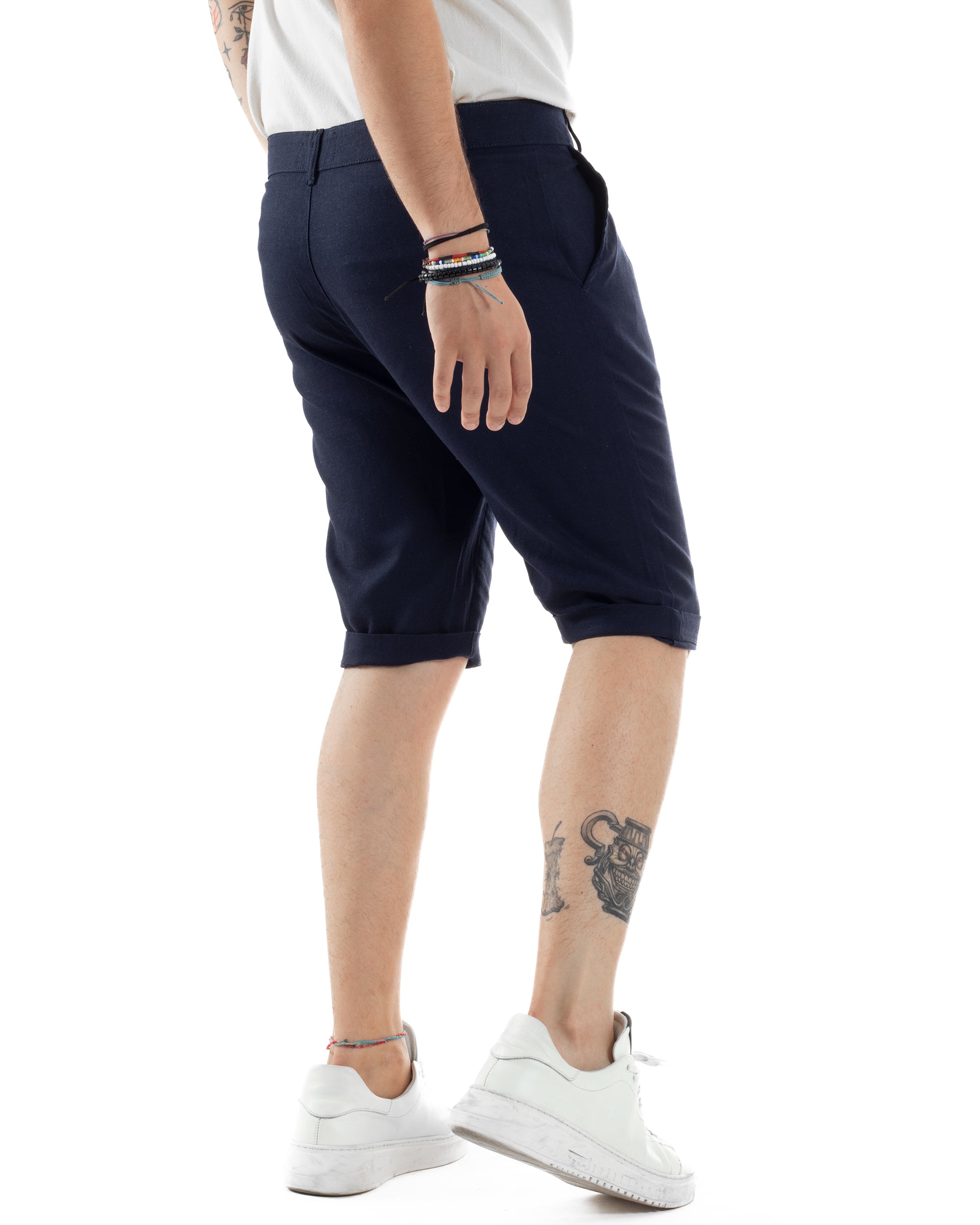 Bermuda Lino Abbottonatura Allungata PC2034A