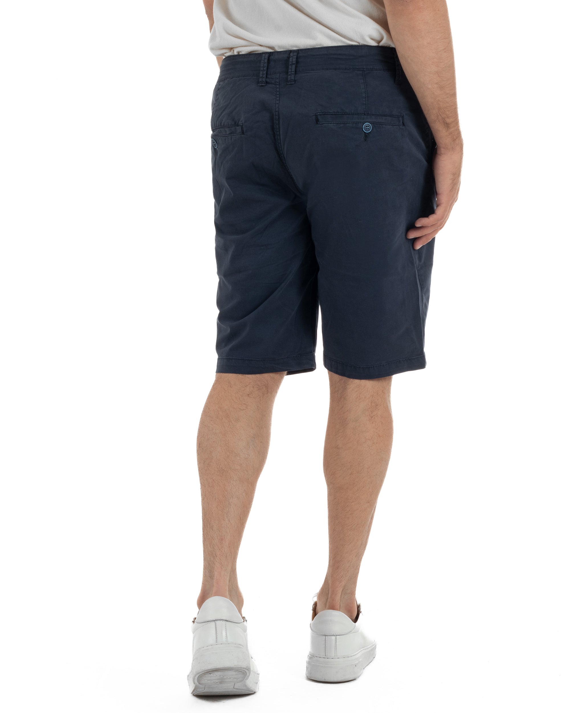 Bermuda uomo pantaloncini chino cotone tasche america basic blu GIOSAL-PC2043A