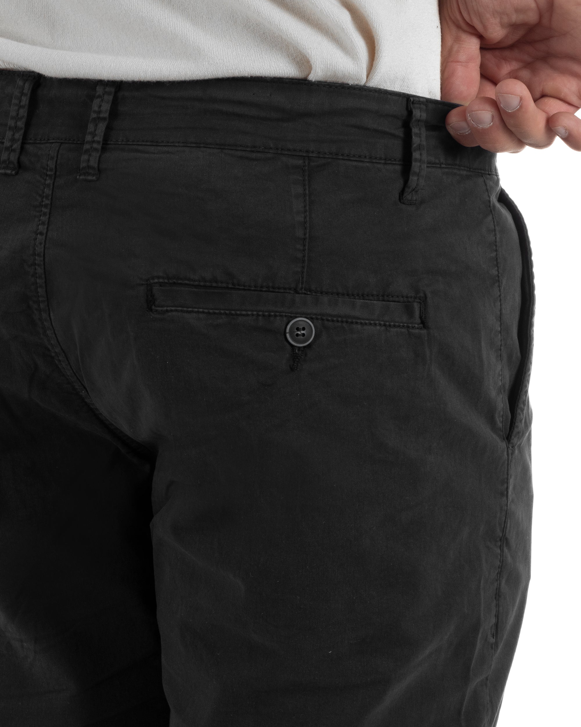 Bermuda uomo pantaloncini chino cotone tasche america basic nero GIOSAL-PC2044A
