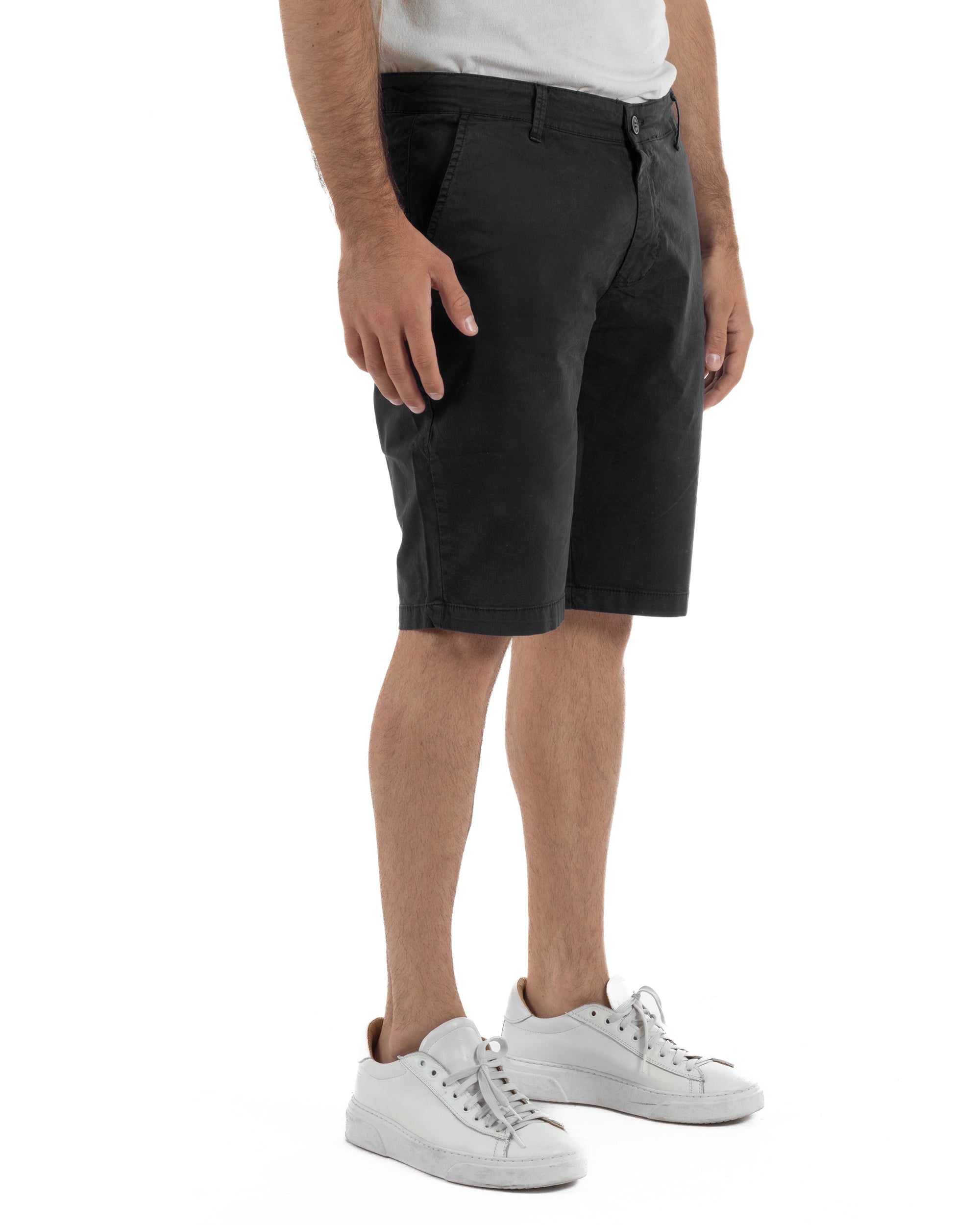 Bermuda uomo pantaloncini chino cotone tasche america basic nero GIOSAL-PC2044A