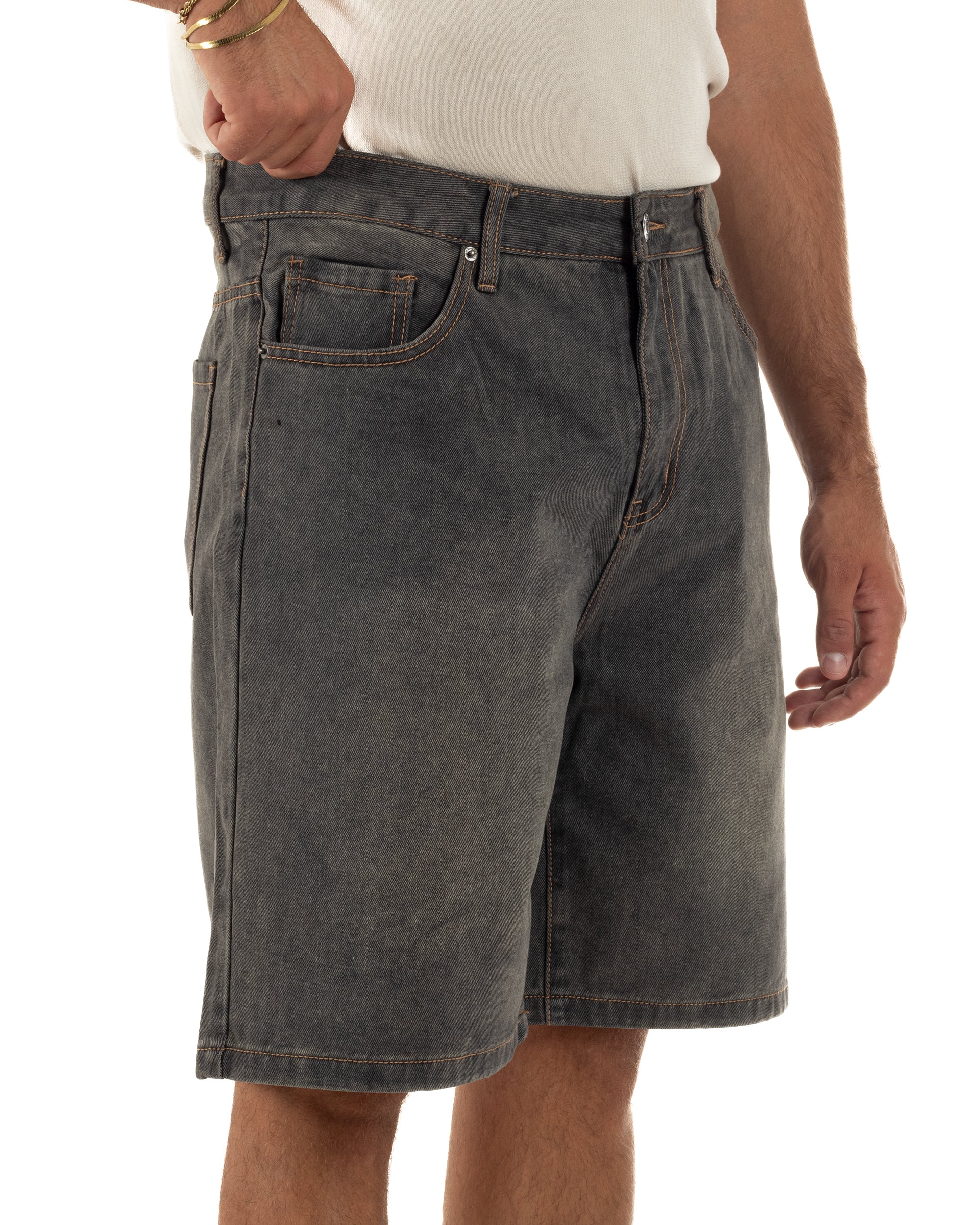Bermuda pantaloncini uomo jeans basic cinque tasche denim sabbiato GIOSAL-PC2054A