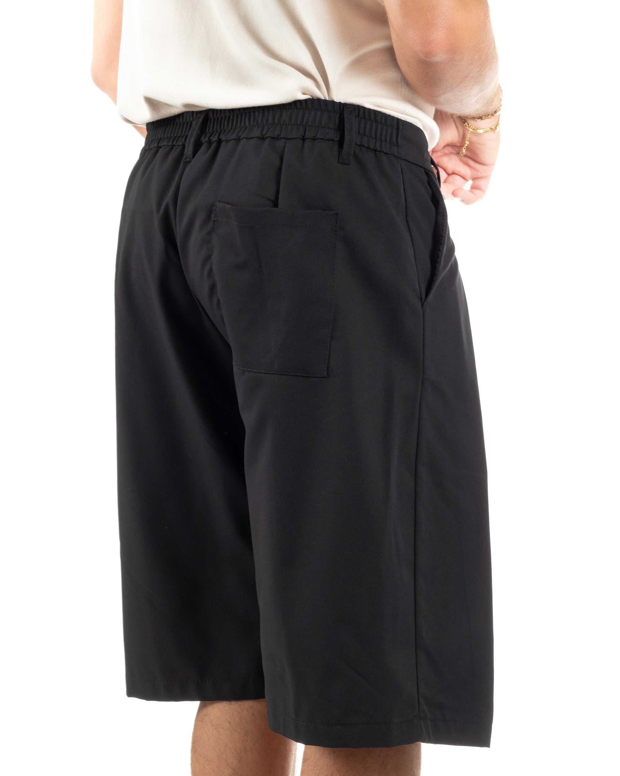 Bermuda pantaloncini uomo baggy fit pinces nero GIOSAL-PC2063A