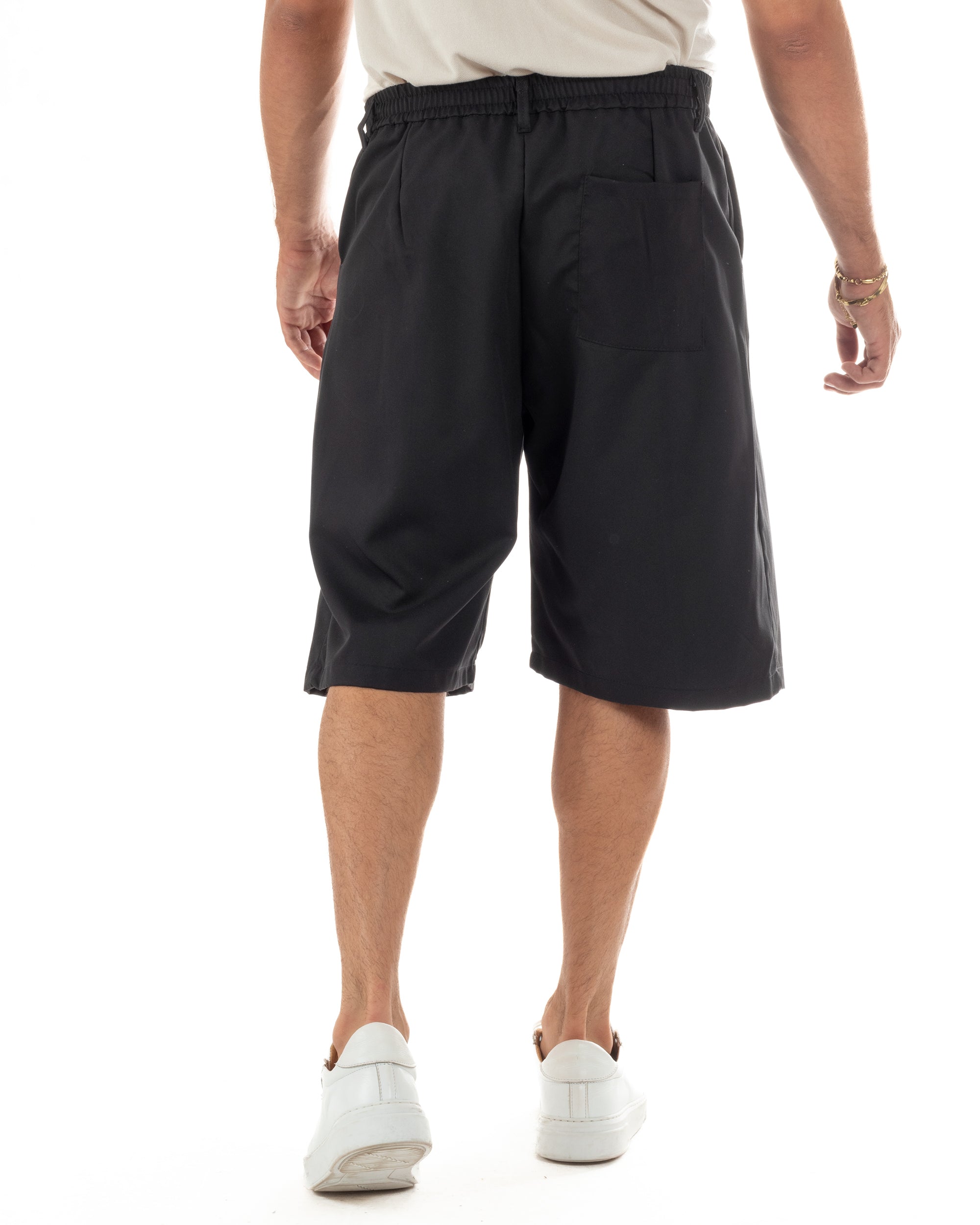 Bermuda pantaloncini uomo baggy fit pinces nero GIOSAL-PC2063A