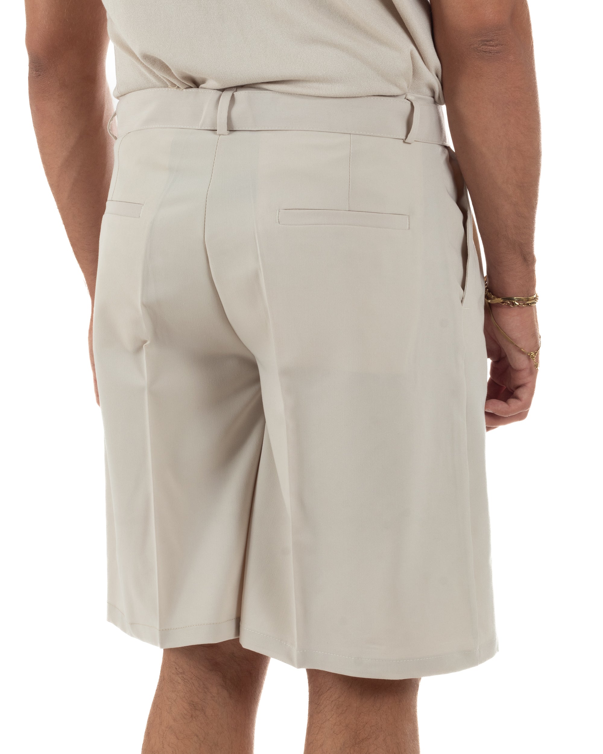 Bermuda pantaloncini uomo baggy fit pinces cintura in vita beige GIOSAL-PC2065A