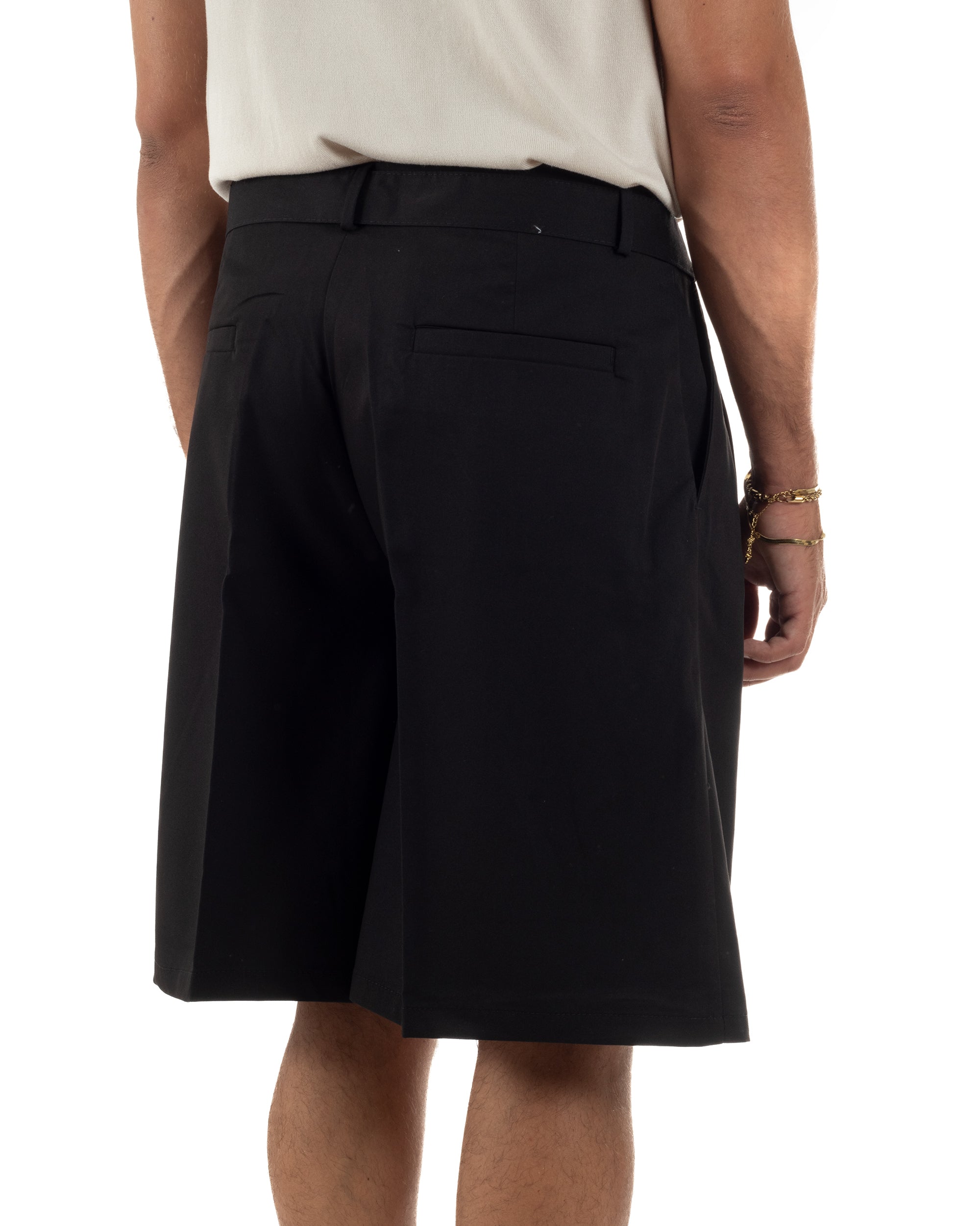Bermuda pantaloncini uomo baggy fit pinces cintura in vita nero GIOSAL-PC2066A
