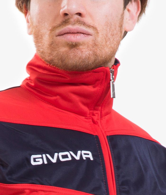 Tuta GIVOVA VISA ROSSO BLU Triacetato Set Unisex Sportivo Da Ginnastica Felpa Con Zip Pantaloni Tracksuit Bicolore GIOSAL