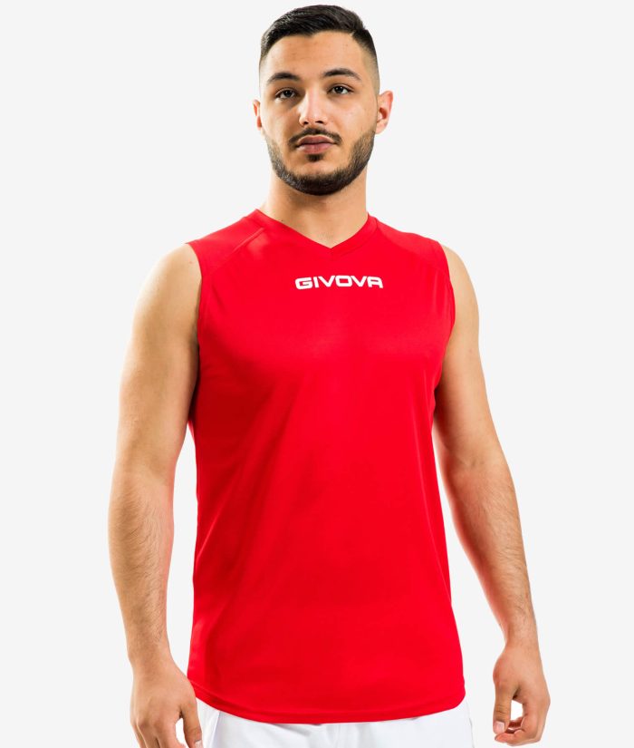 T-SHIRT SMANICATA GIVOVA ONE ROSSO Unisex Traforata Sportiva Honeycomb T-shirt Smanicata Da Ginnastica GIOSAL