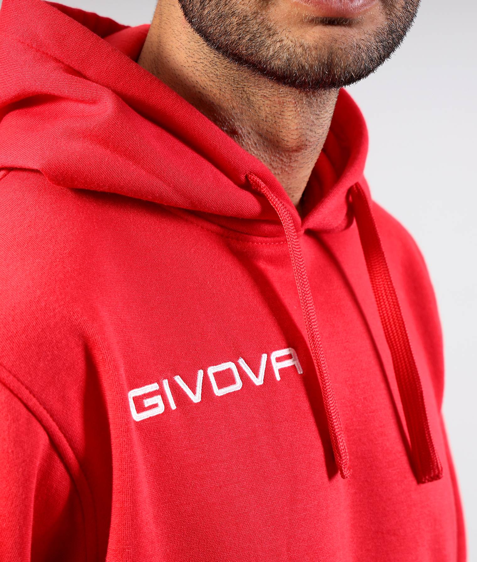 FELPA CON CAPPUCCIO NEW GIVOVA ROSSO Cotone Garzato Unisex Maglia Con Tasca Calda Sportiva Invernale Tinta Unita GIOSAL