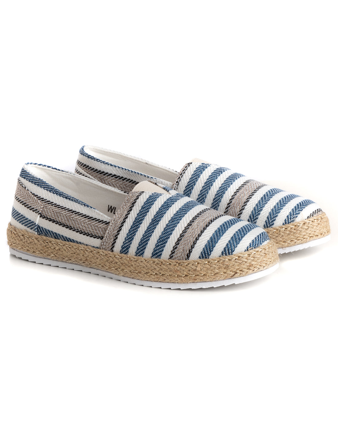 Espadrillas Scarpe Uomo Unisex Tela Estive Mare Rigate Blu Cotone Como