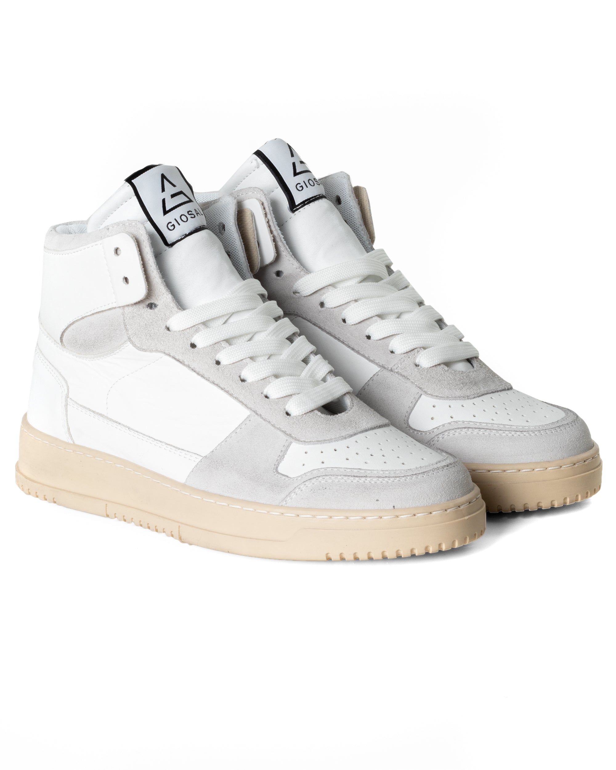 Scarpe Uomo Sneakers Alte Casual Sportive Ecopelle Camoscio Bianco GIO