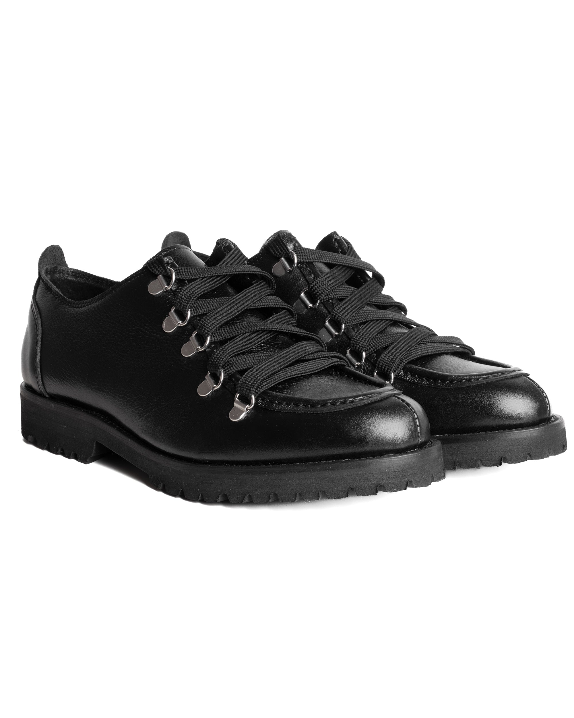 Scarpe Uomo Mocassini Ingegnere Con Ganci E Lacci Casual Ecopelle Tinta Unita Nero GIOSAL-S1255A