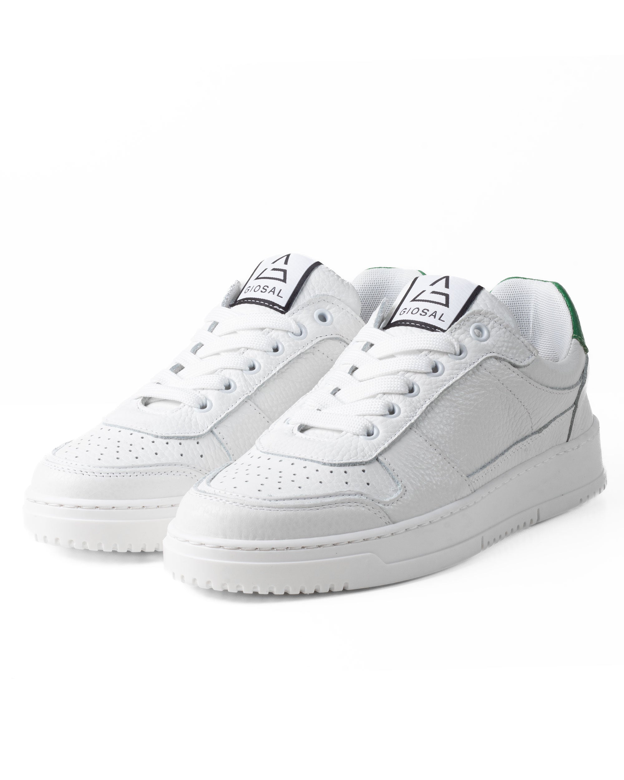 Scarpe Uomo Sneakers Ecopelle Martellata Bianche Casual Sportive Pelle Bottolato Verde GIOSAL-S1256A