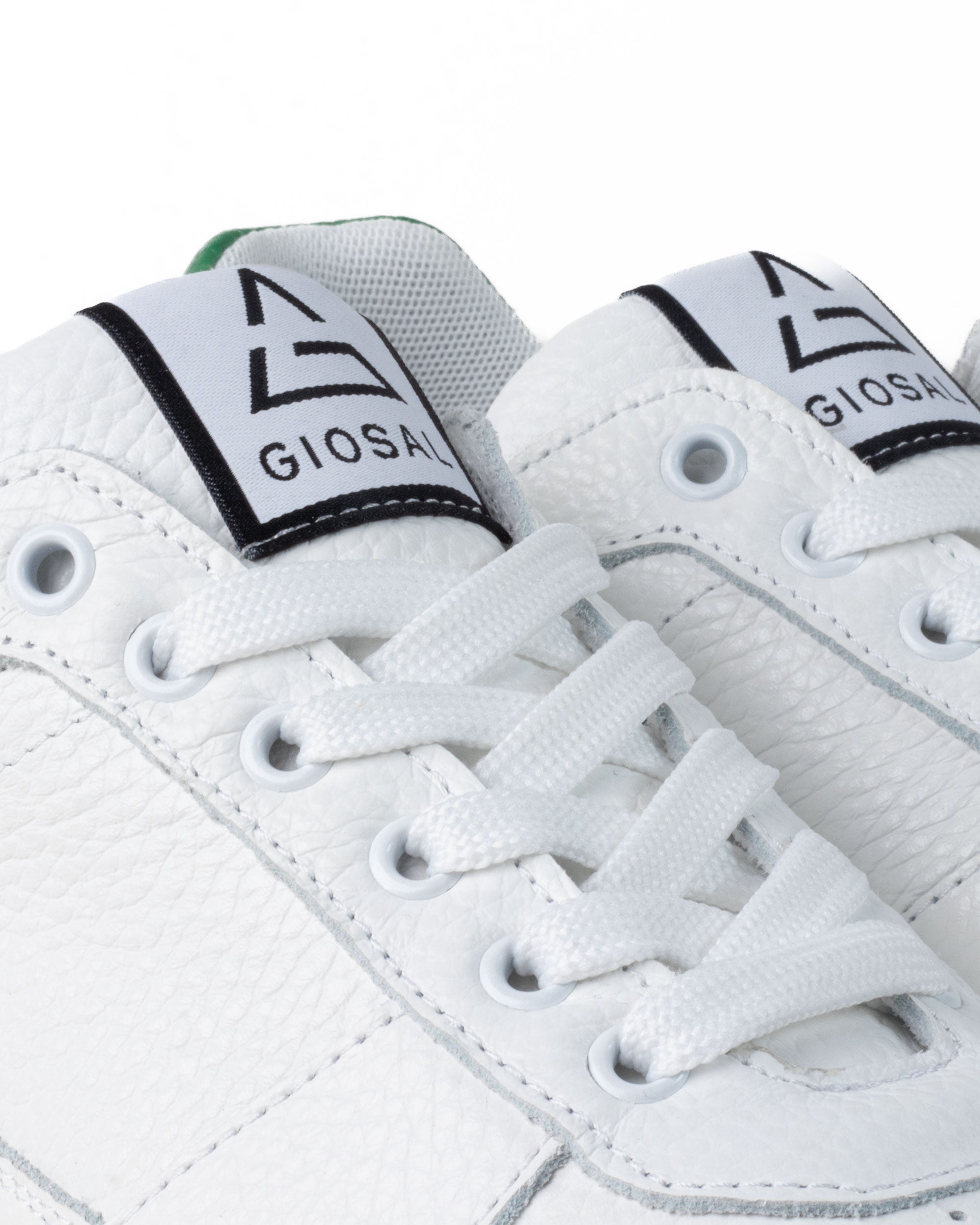 Scarpe Uomo Sneakers Ecopelle Martellata Bianche Casual Sportive Pelle Bottolato Verde GIOSAL-S1256A