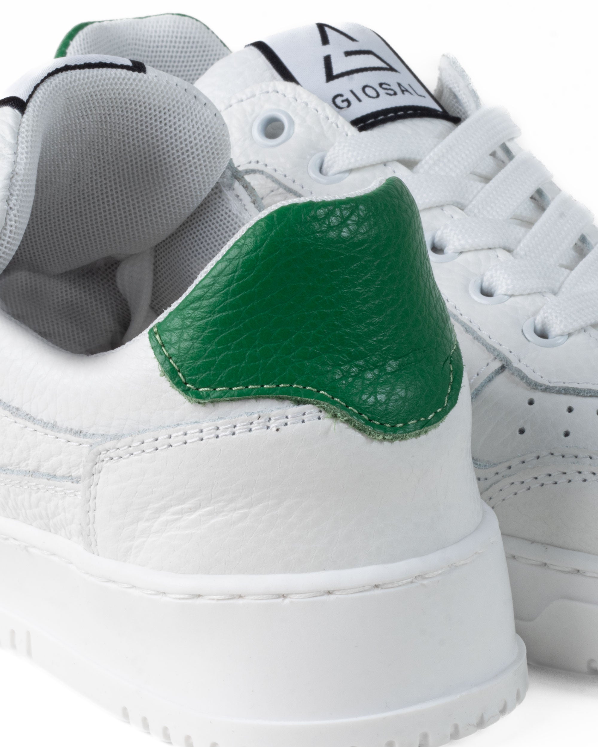 Scarpe Uomo Sneakers Ecopelle Martellata Bianche Casual Sportive Pelle Bottolato Verde GIOSAL-S1256A